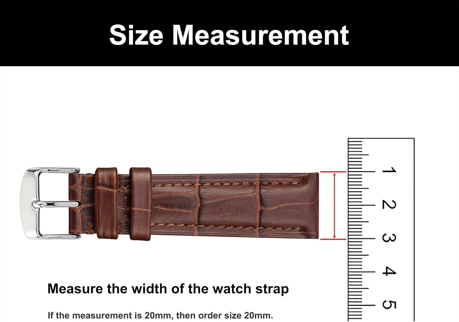 Elegant Brown Leather Watch Band Holder Loops – Fit for 16mm to 22mm Straps