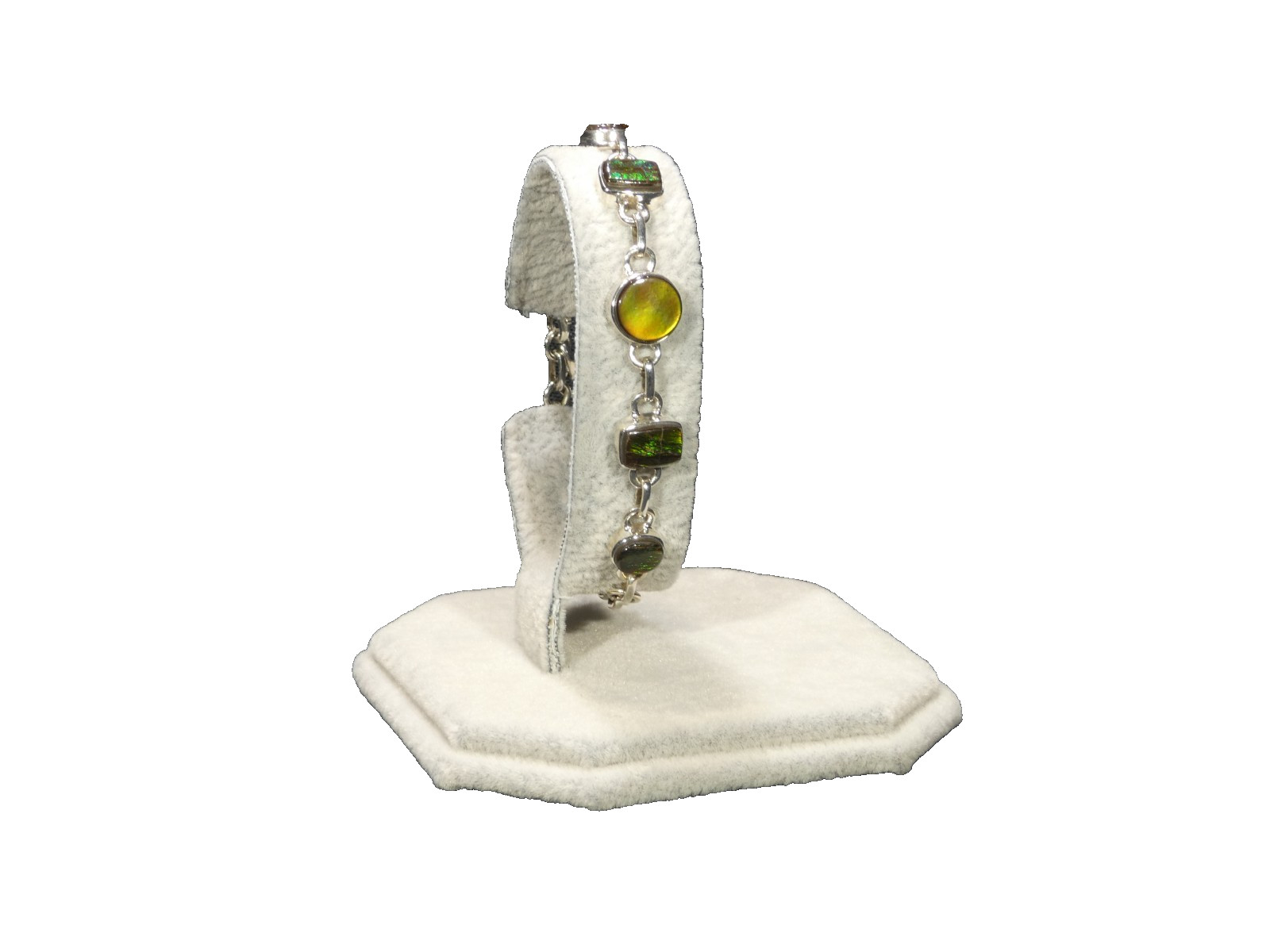 Natural Canadian Ammolite Solid 925 Sterling Silver Bracelet-20 cm