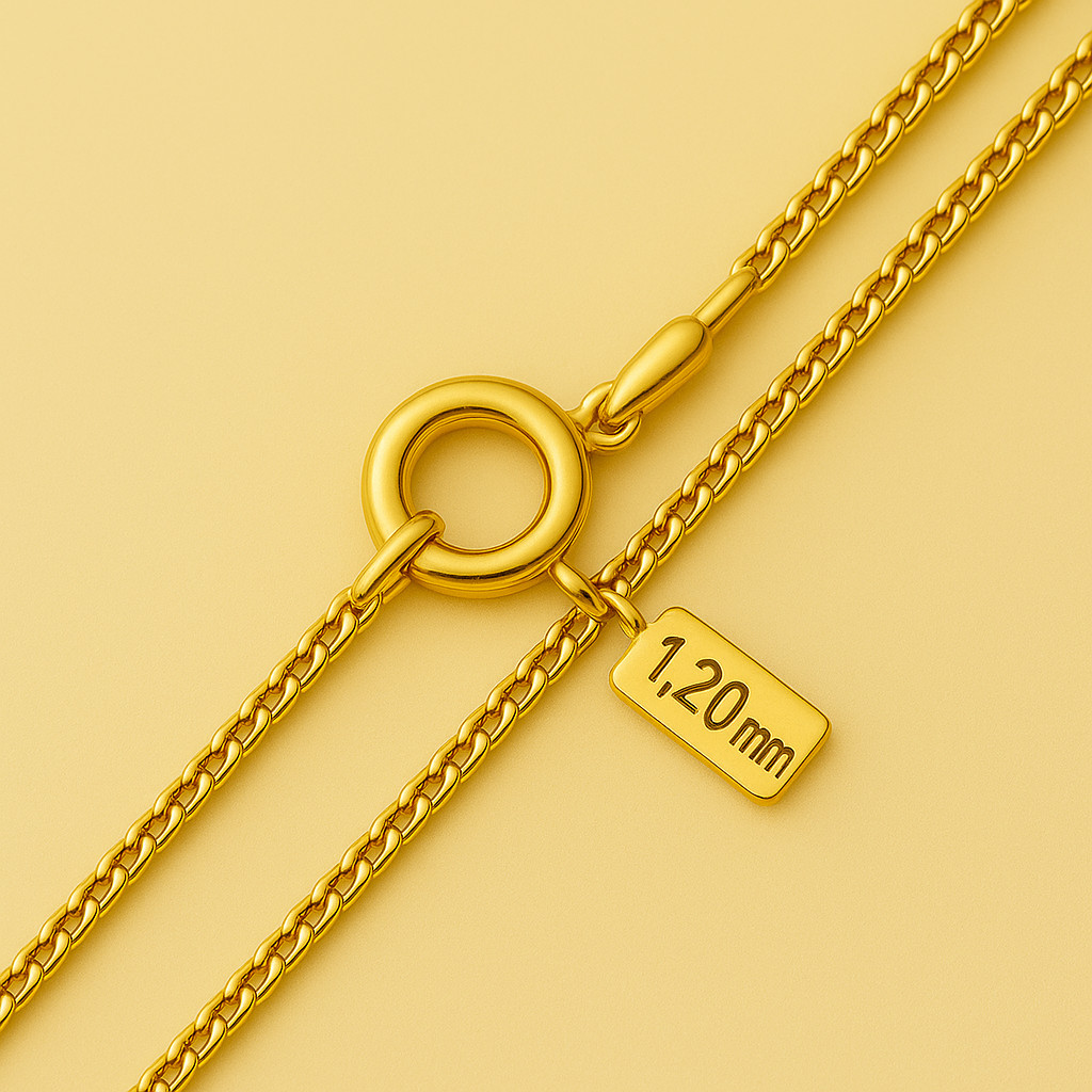 9CT YELLOW GOLD & SILVER CURB CHAIN / NECKLACE – 16″ 18″ 20″ 22″ 24″