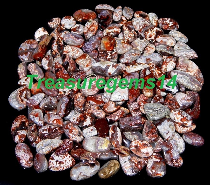 250 CT WHOLESALE LOT NATURAL RED MEXICO CRAZY LACE AGATE CABOCHON LOOSE GEMSTONE