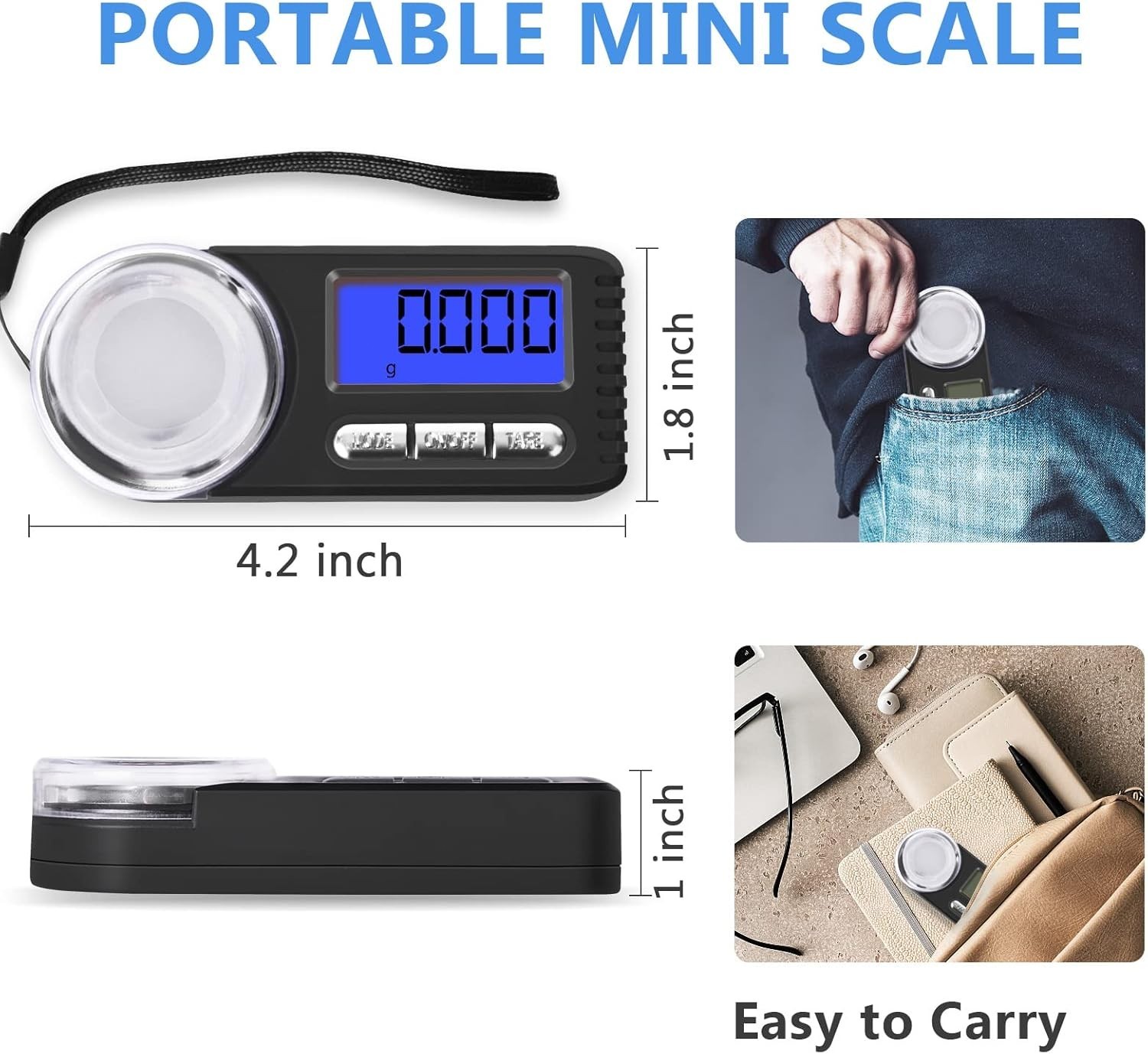Digital Milligram Scale 50G/0.001G, Mg Scale for Powder Medicine with Portable C