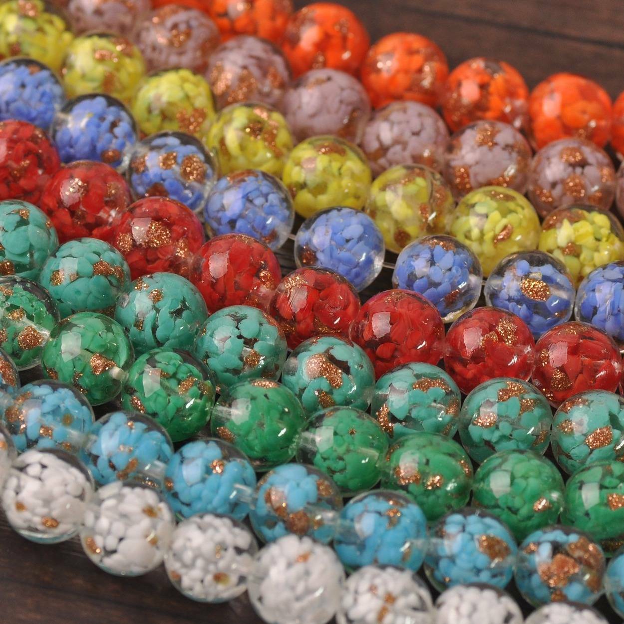 5pcs 12~20mm Round Lampwork Glass Charms Loose Craft Beads Jewelry Findings DIY