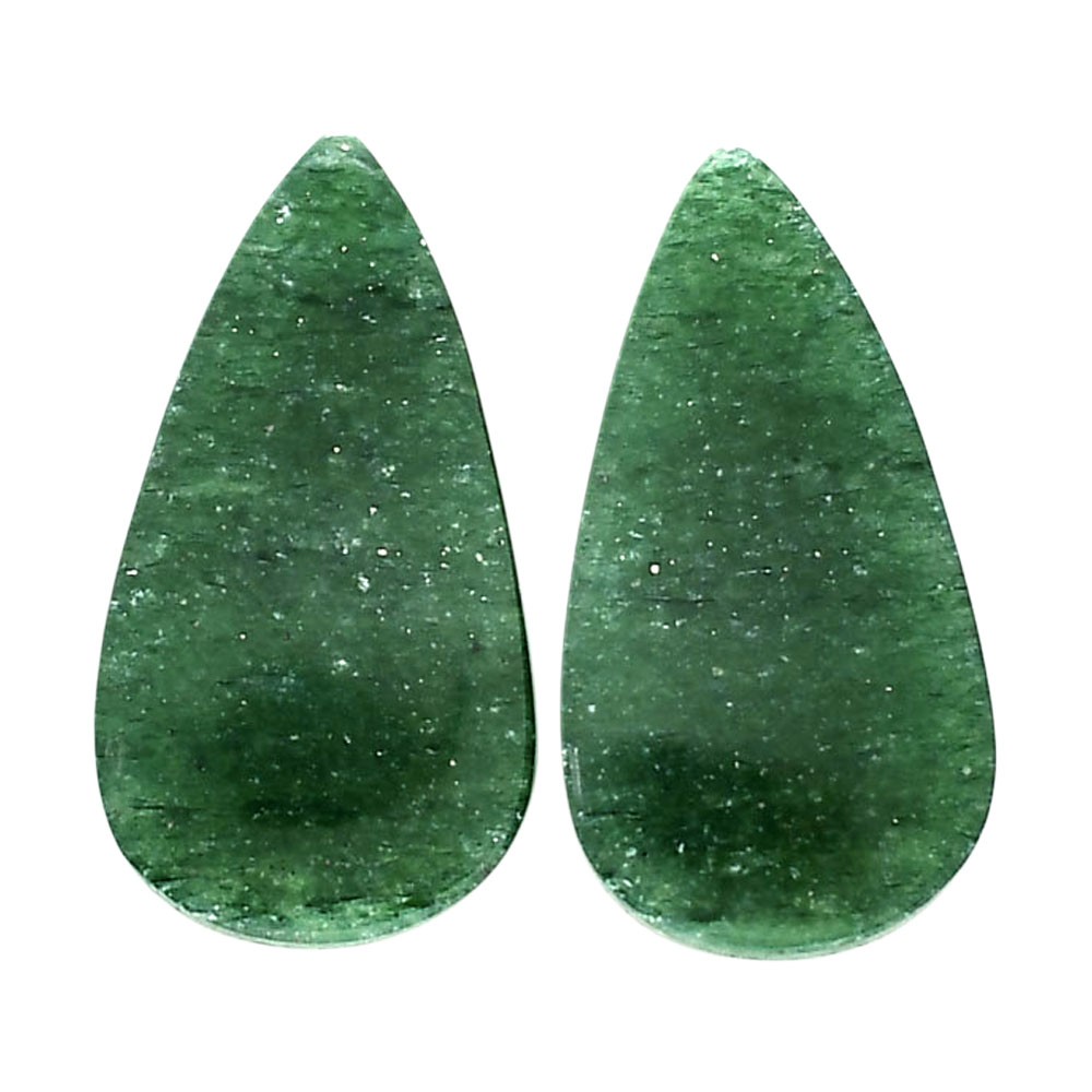 Natural Green Aventurine Pair 13.7×25.4×4.3 mm Pear Polished Gemstone LS76-04778