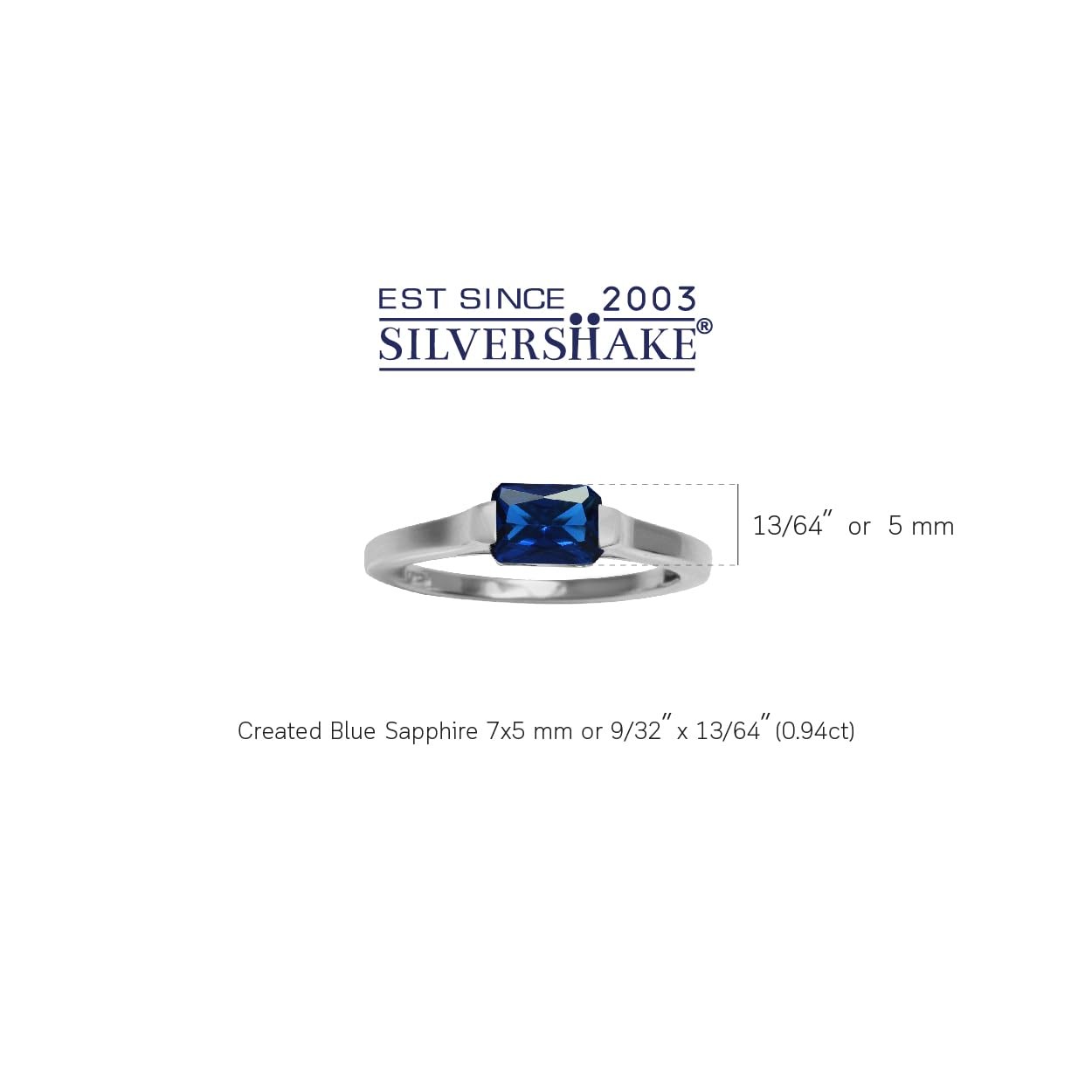 Created Octagon Blue Sapphire September Birthstone 925 Sterling Silver East-W…