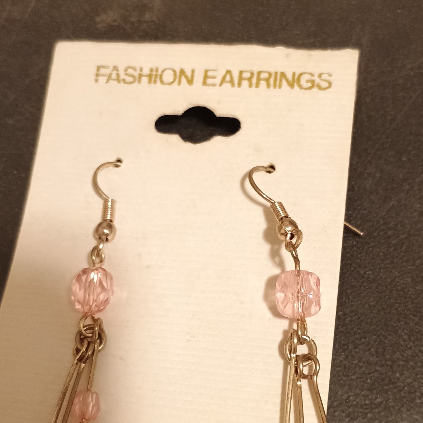 Pink Beaded Dangle/Drop Hook Earrings, Silver Tone, No Stone, Made in China
