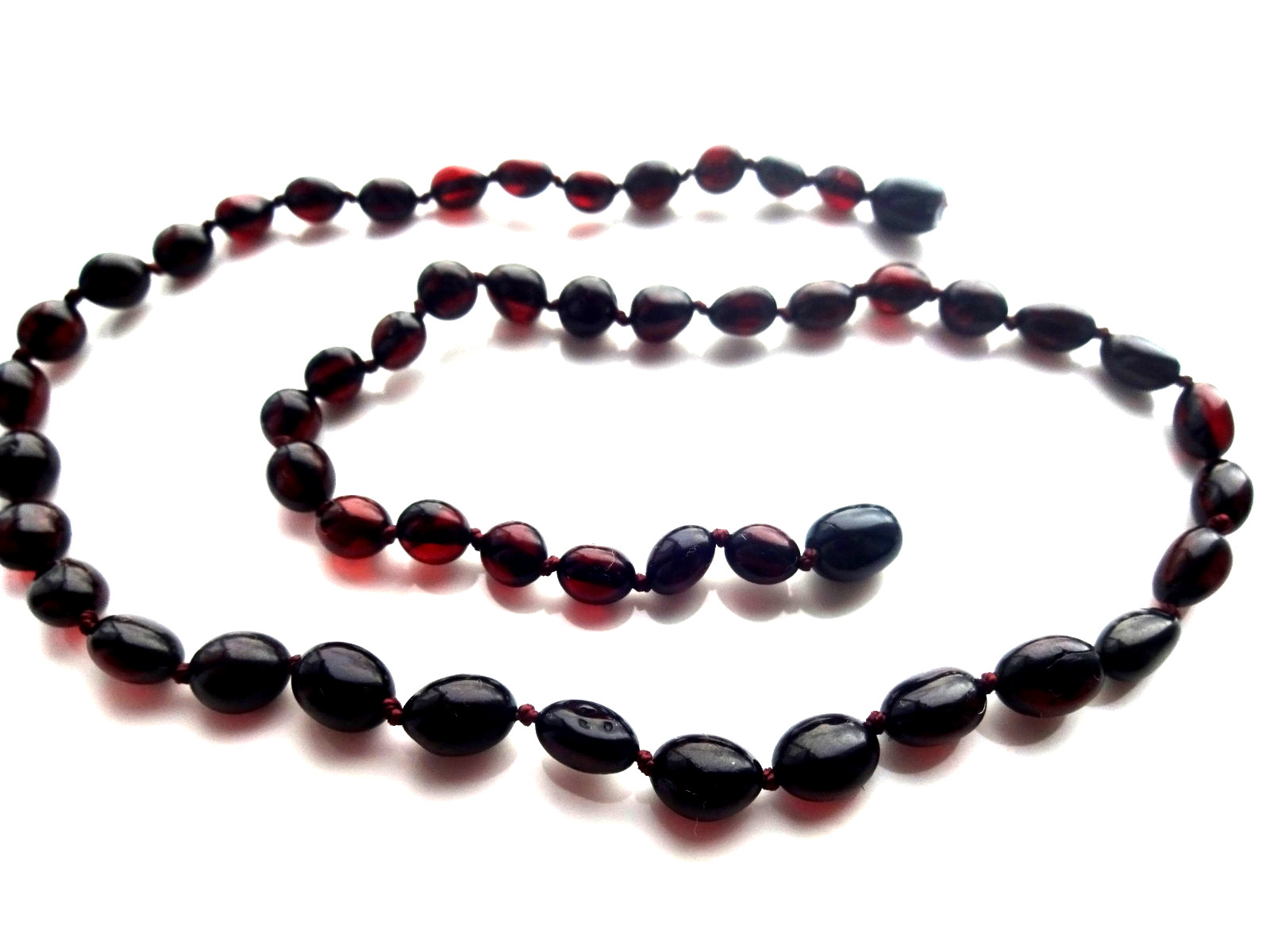 Genuine Baltic Amber Necklaces Polished Oval Dark Cherry Beads 45cm (17.7″)