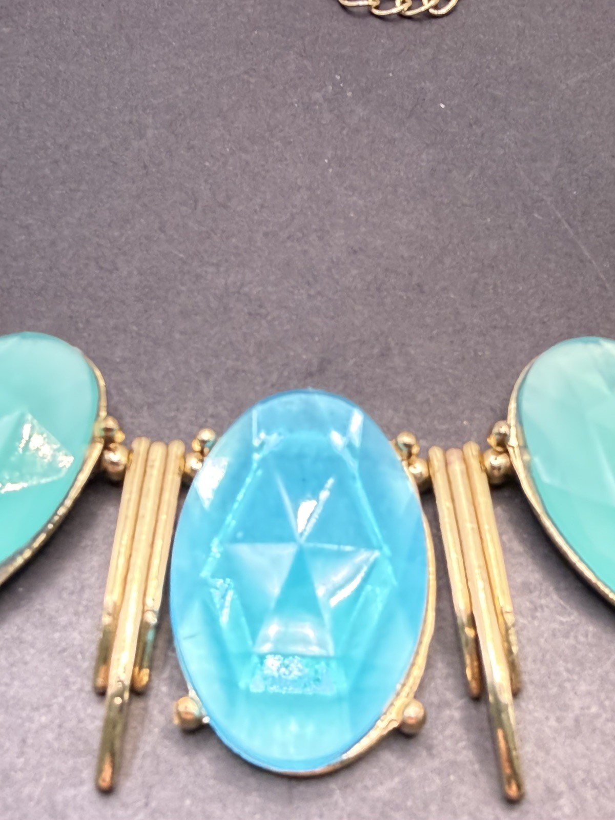 Charlotte Daniels Women’s Blue Yellow Goldtone Bib Collar Statement Necklace A4