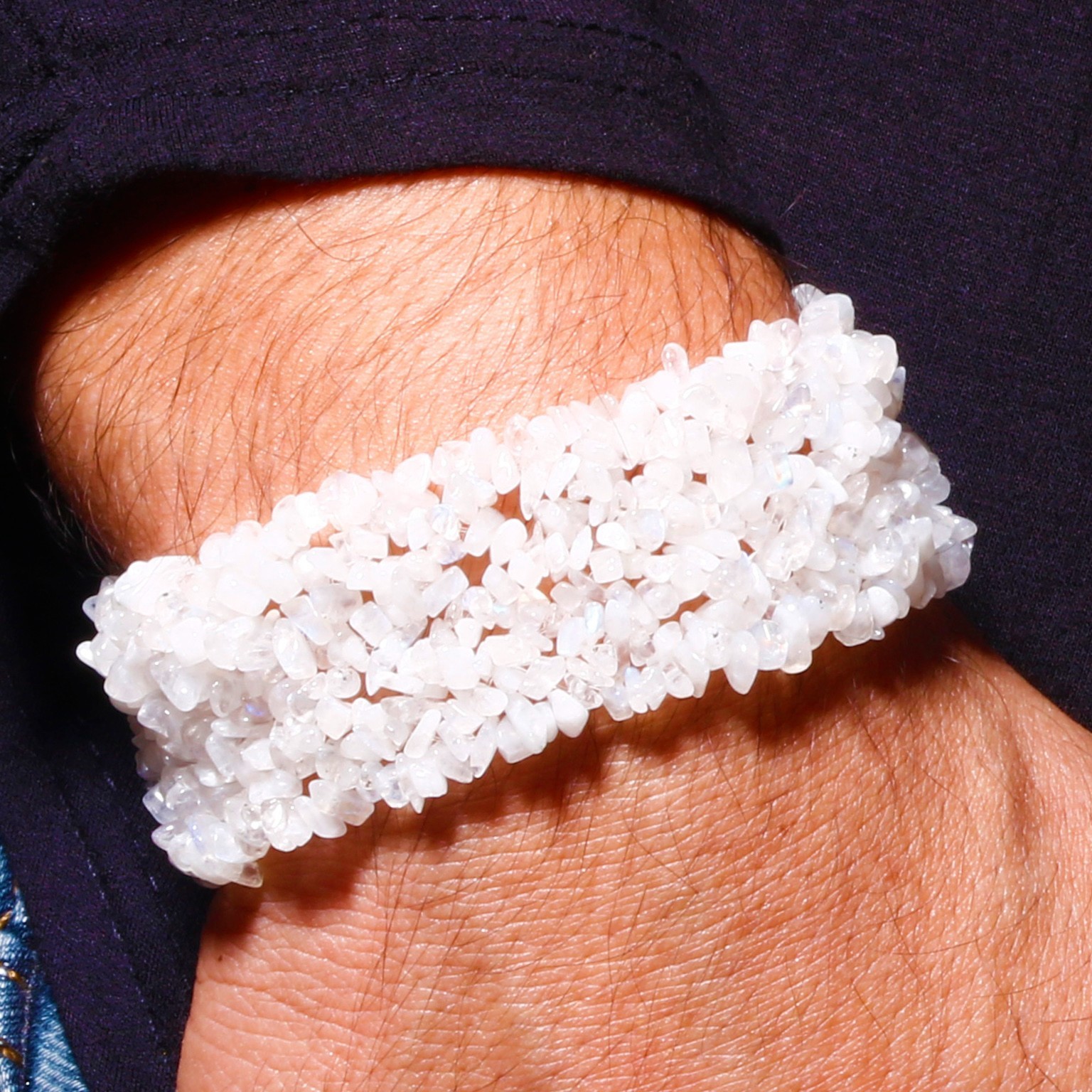Choose Any Gemstone Multi Strand Chip Stretchable Bracelet Crystal Jewelry Gift