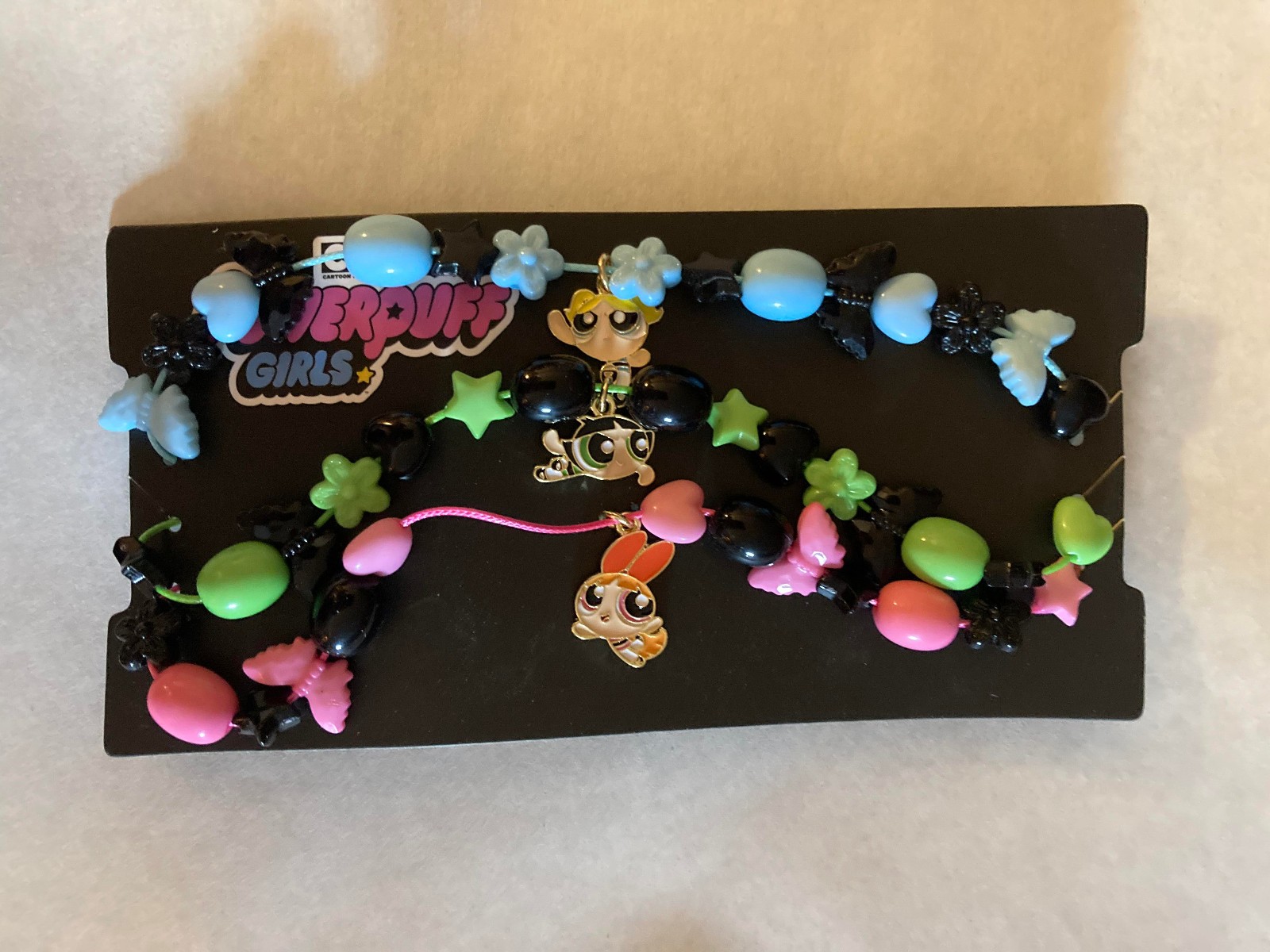 Bioworld Cartoon Network Powerpuff Girls Pink Green & Blue Charm Bracelet Set