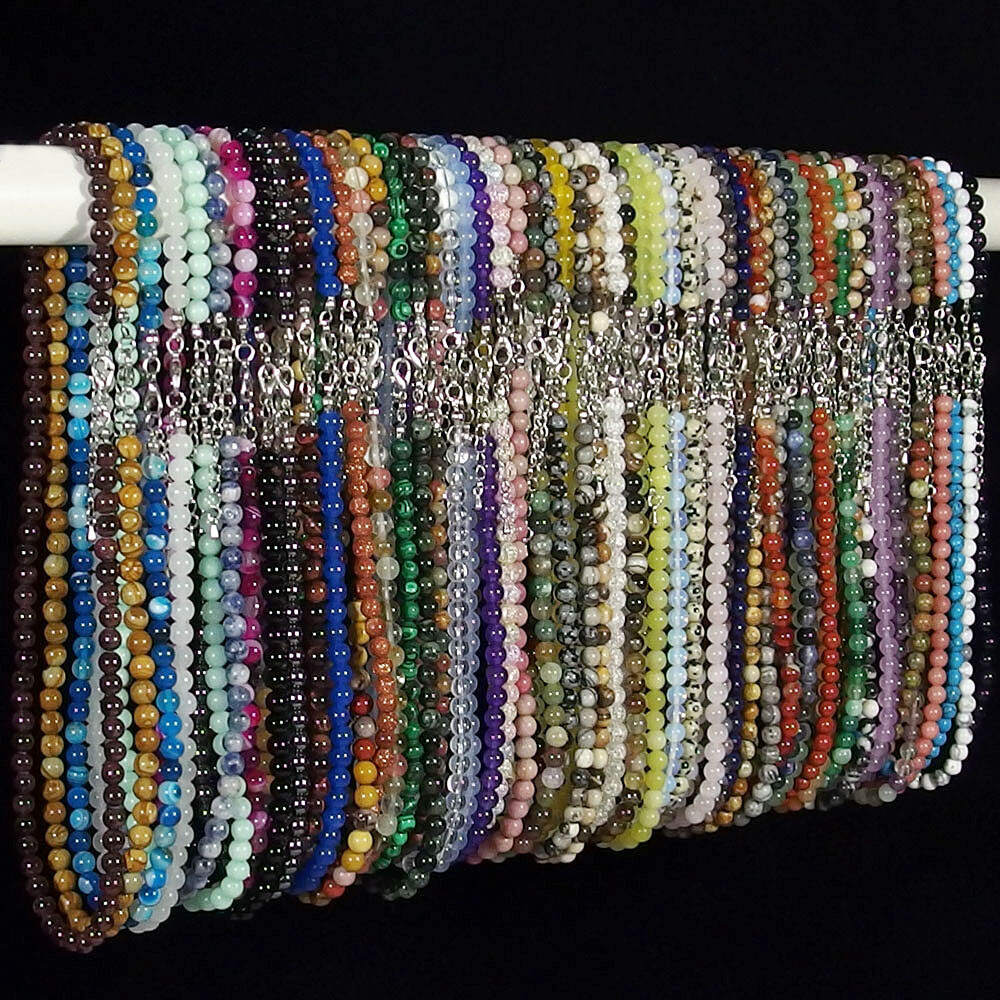 Fashion Jewelry 6mm Natural Multicolor Round Gemstone Beads Necklace 18 Inches