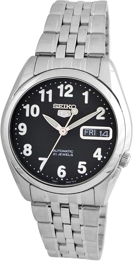 Seiko 5 Automatic 21 Jewel Black Dial Day/Date Analog SNK381K1 30M Mens Watch