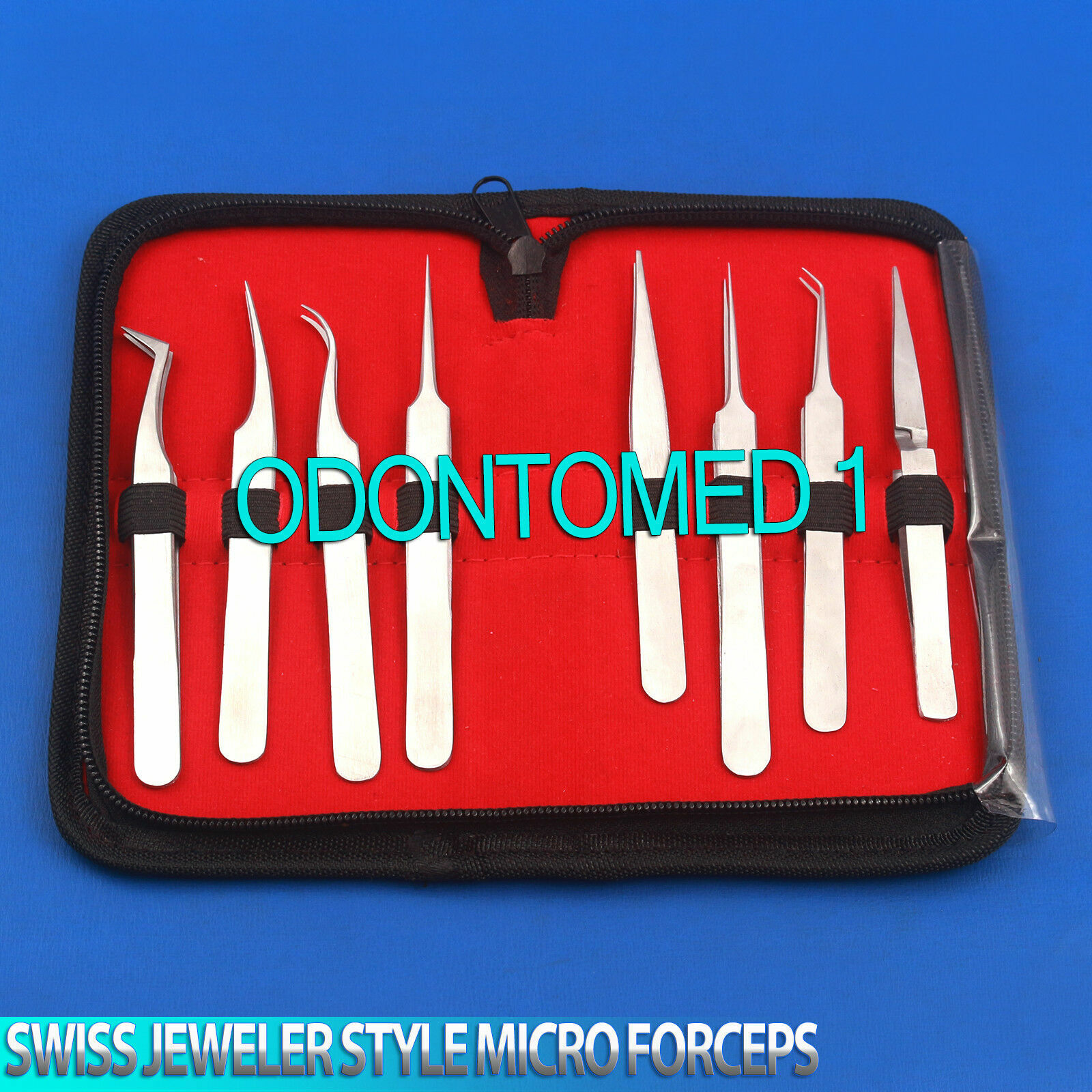 ODM Swiss Jeweler Forceps Eyelash Extension Tweezers 8 Pieces Lash Tools