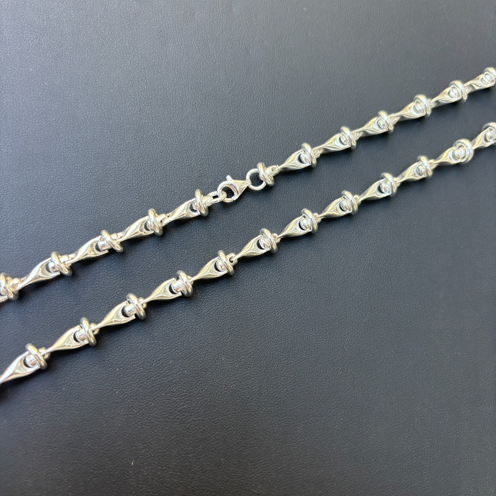 8mm Barbed Wire Chain Necklace – Real Solid 925 Sterling Silver Made In Italy