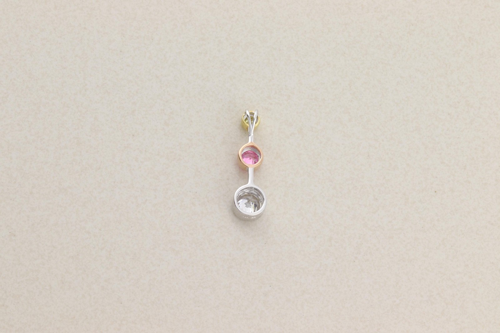 Pendant Only Sterling Silver Yellow, Pink, White Cubic Zirconia Three Stone