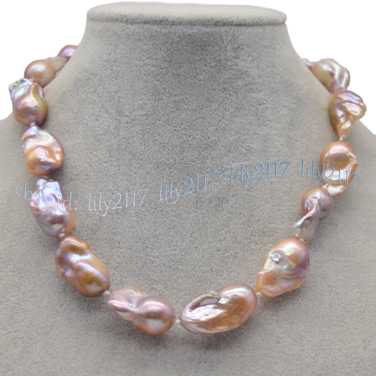 Huge Natural South Sea Pink Purple Baroque Reborn Keshi Pearl Necklace 14-36inch