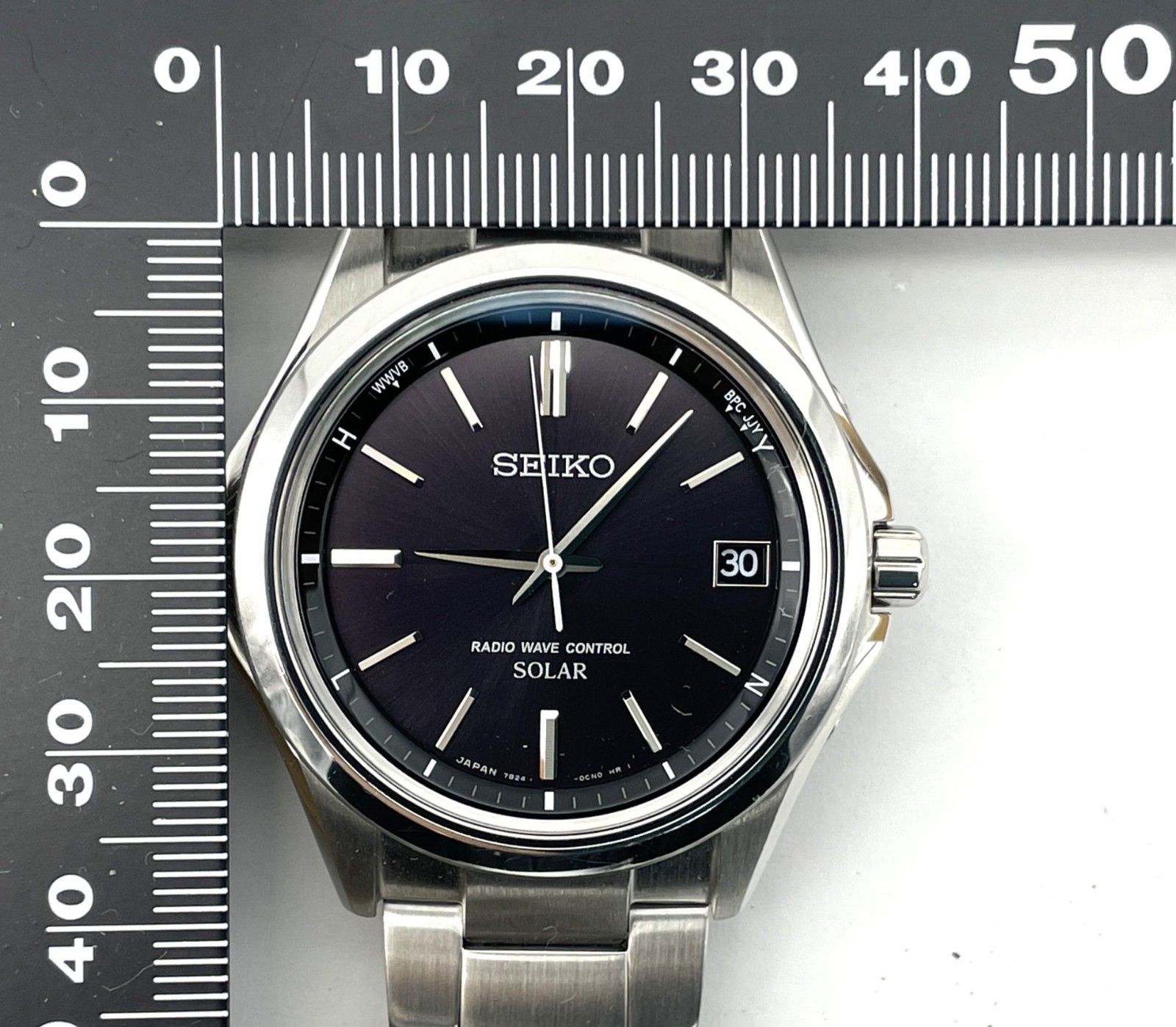 SEIKO Radio Wave Control Solar Men’s Watch Band size 6.7in Black Dial 7B24-0BN0