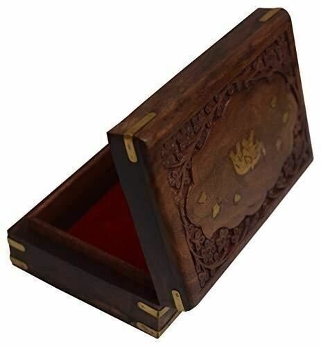 Rosewood Keepsake Box Jewelry Trinket Organizer Handcrafted Elephant and Floral