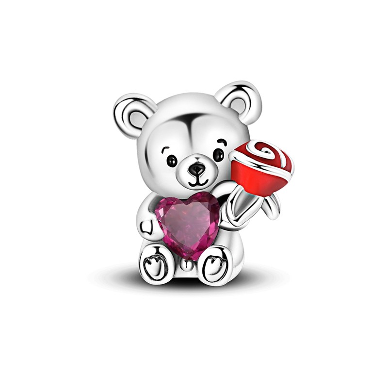 MULA European 925 Silver AAA CZ DIY Charm Enamel Sweet Bear For Women Bracelet