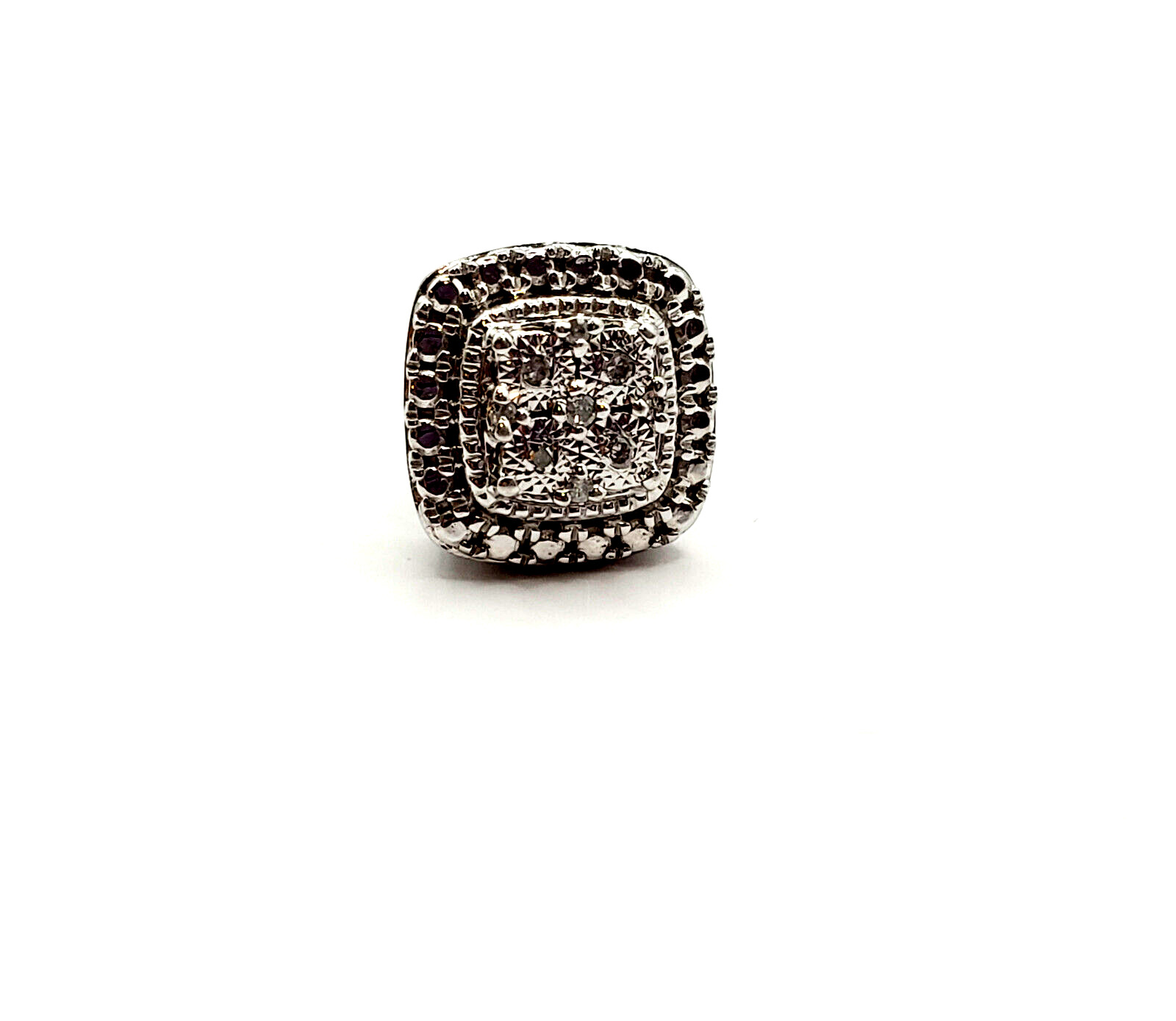 Single Diamond Paved 925 Sterling Silver Square Stud Earring JTW Makers Marked