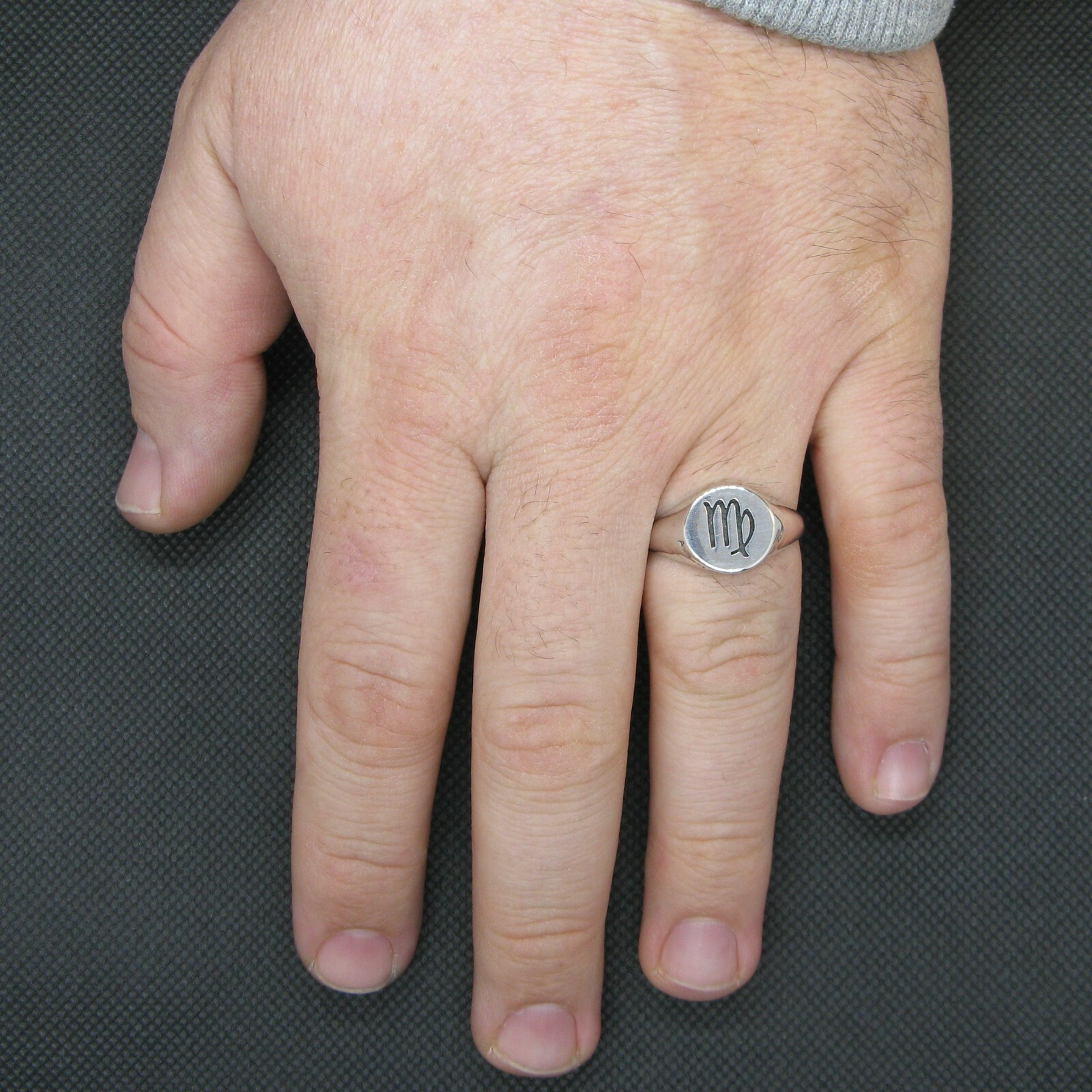 Sterling Silver Mens Ring Solid Stamped 925 Zodiac Sign Virgin R002130