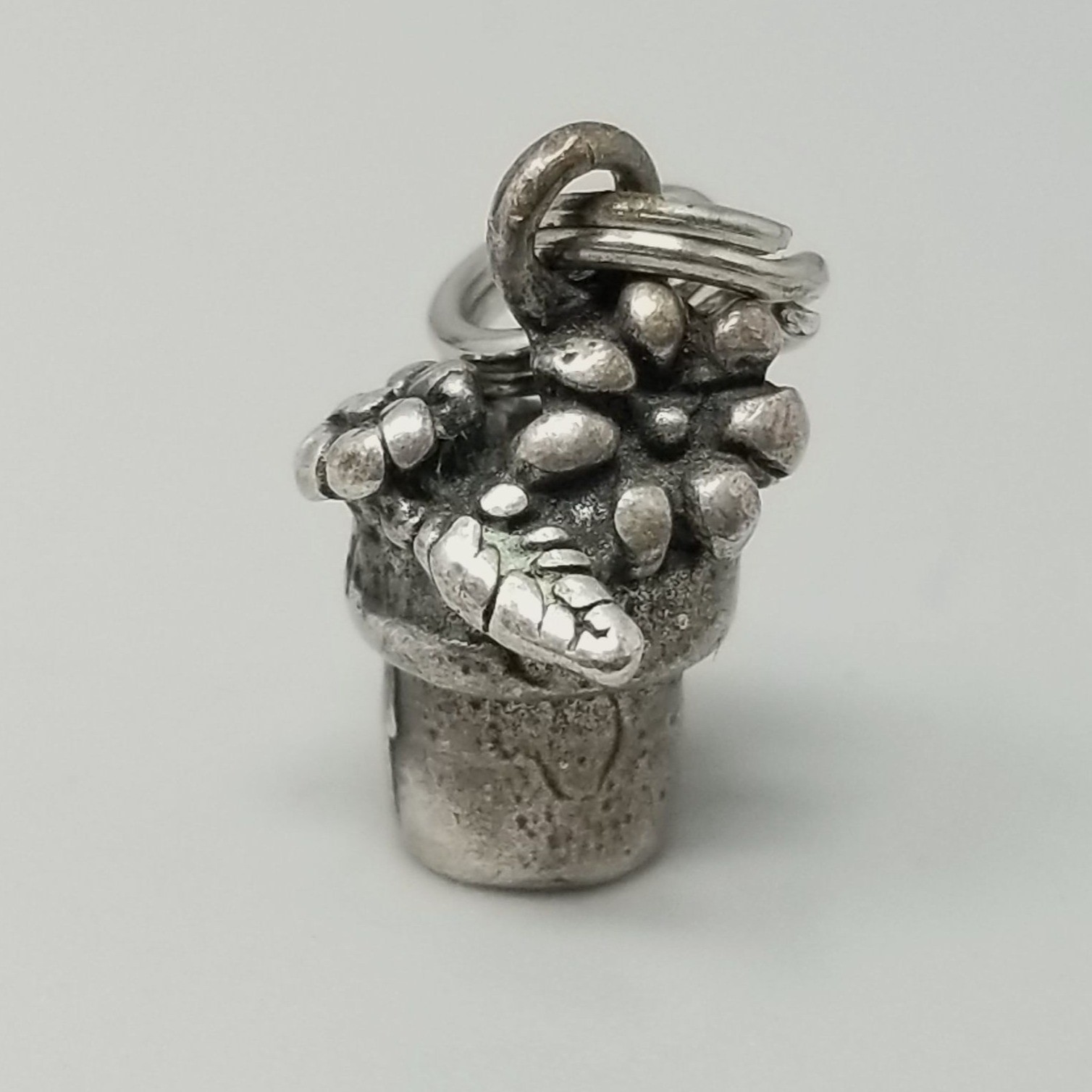 Vintage Sterling Silver Potted Plant Flowers Charm Pendant 925