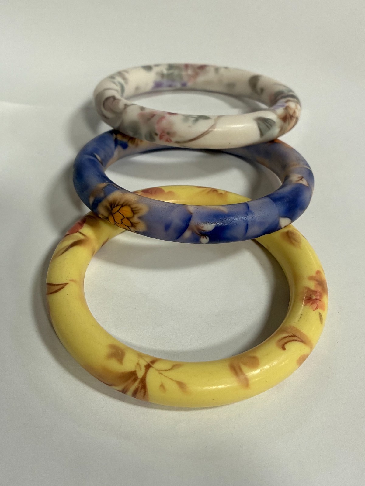 Wholesale Bangles Lot of 12 Resin Bangle Colorful Flower Print Stackable