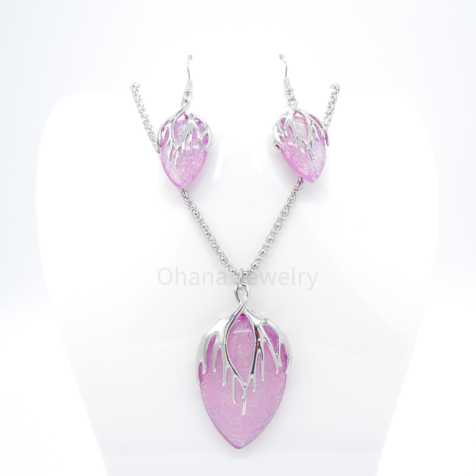 Resin Necklace and Earring Set – Hawaiian Teardrop
