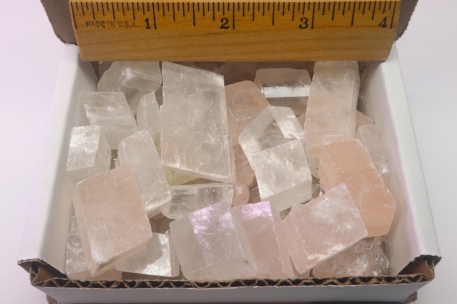 Pink & White Optical Calcite 1/2 Lb Rough Natural Small Rhombohedral Crystals