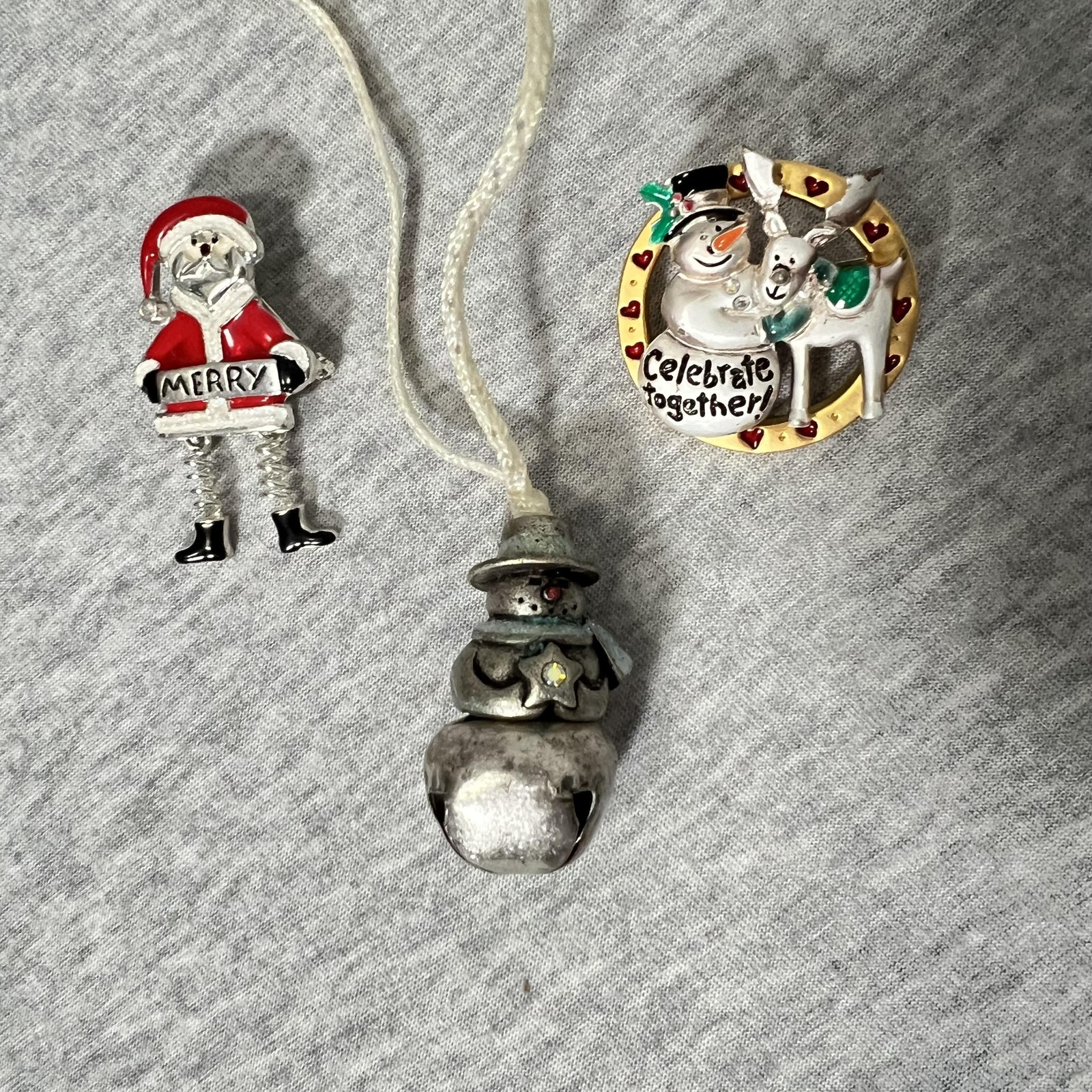 Vintage Y2K Target AJMC Christmas Brooch Pin Lot Snowman Santa Bell Enamel