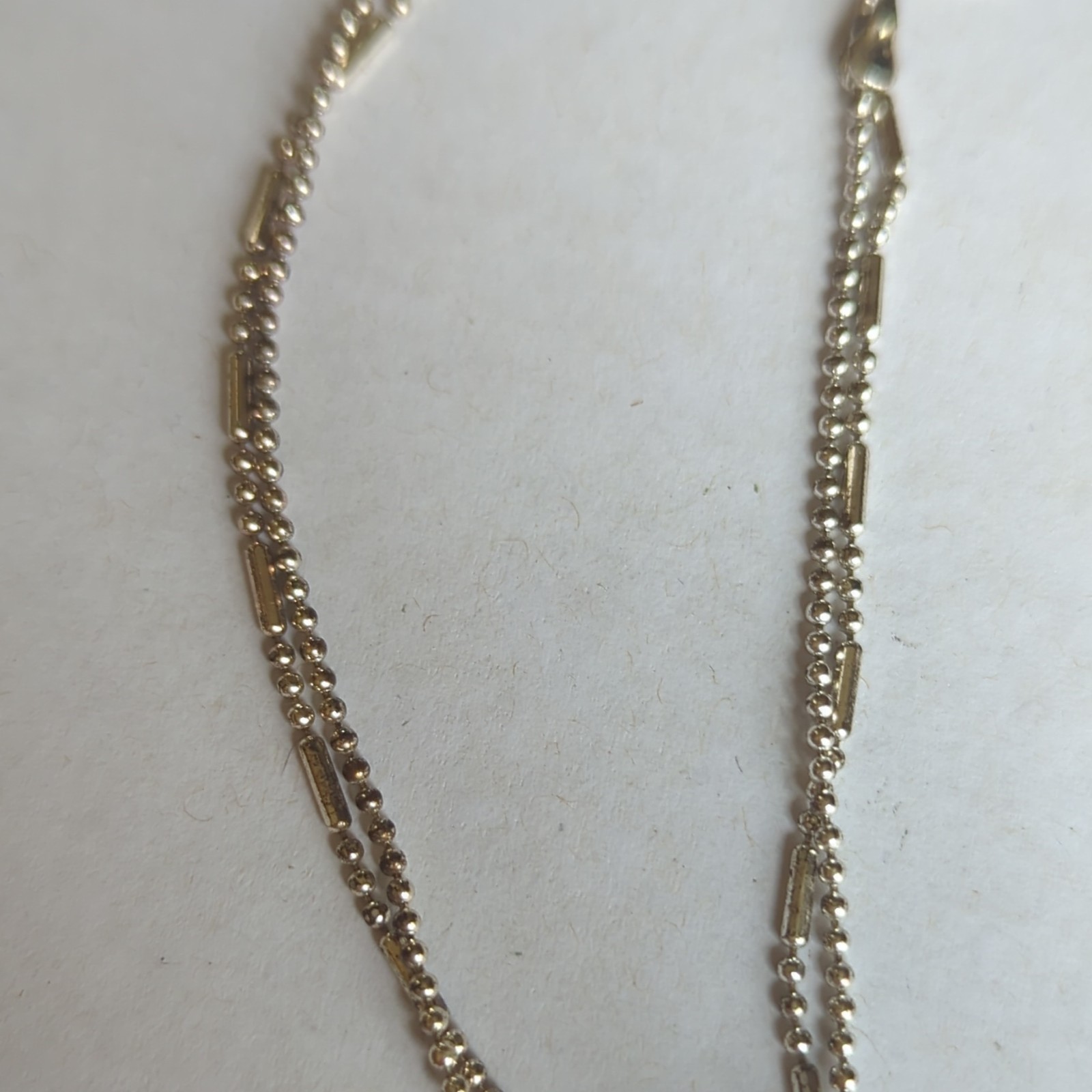 Signed Premier Designs Silver Tone Double Strand Ball Chain Bracelet Lobster