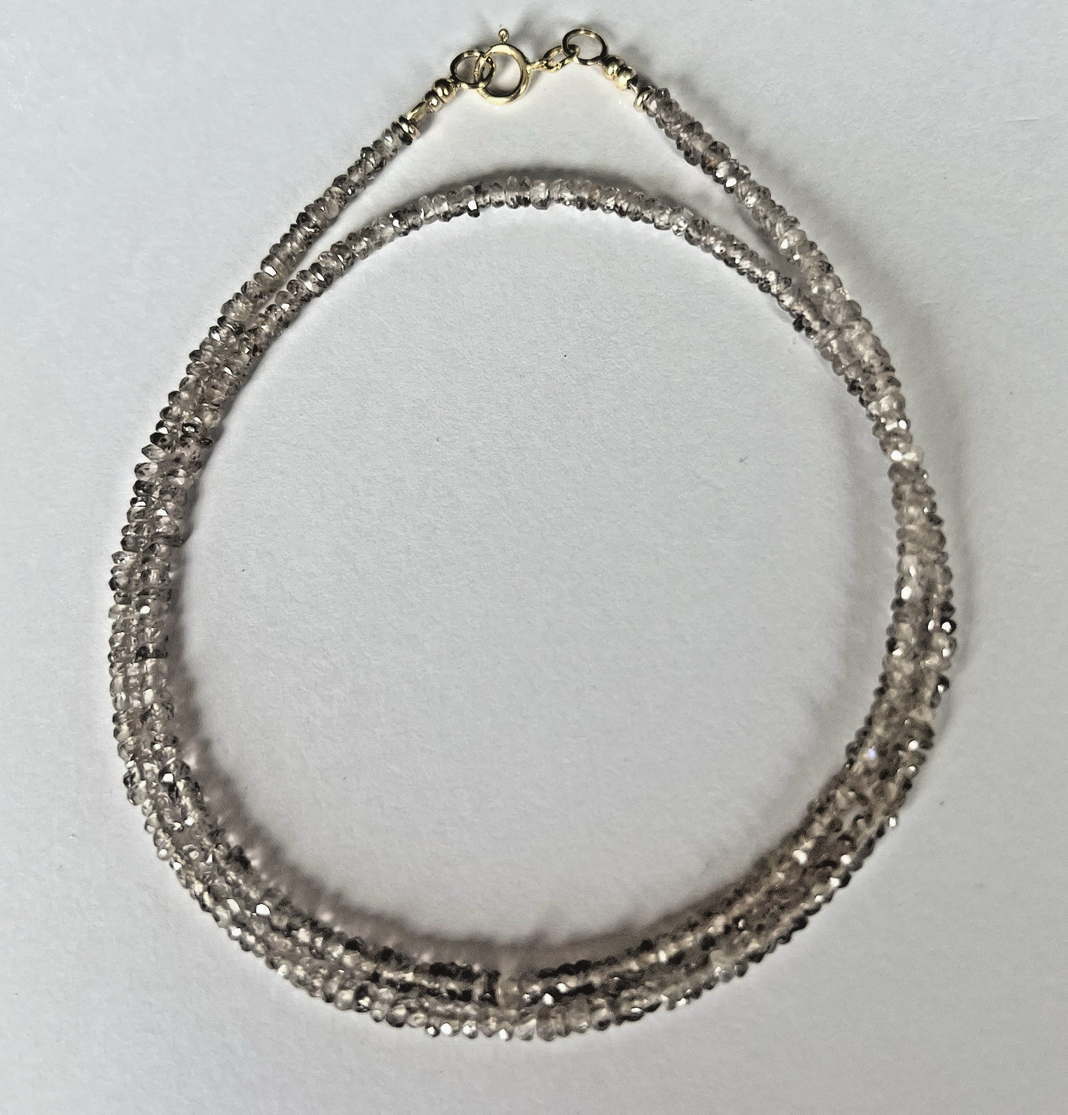 Natural zircon chain 375/9 carat yellow gold, 47 cm, grey/brown, beige