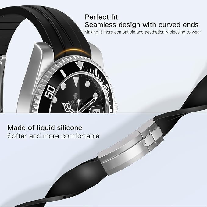for ROLEX Black OYSTERFLEX Watch Band 22MM Fit SUBMARINER, Rolex Deepsea,other