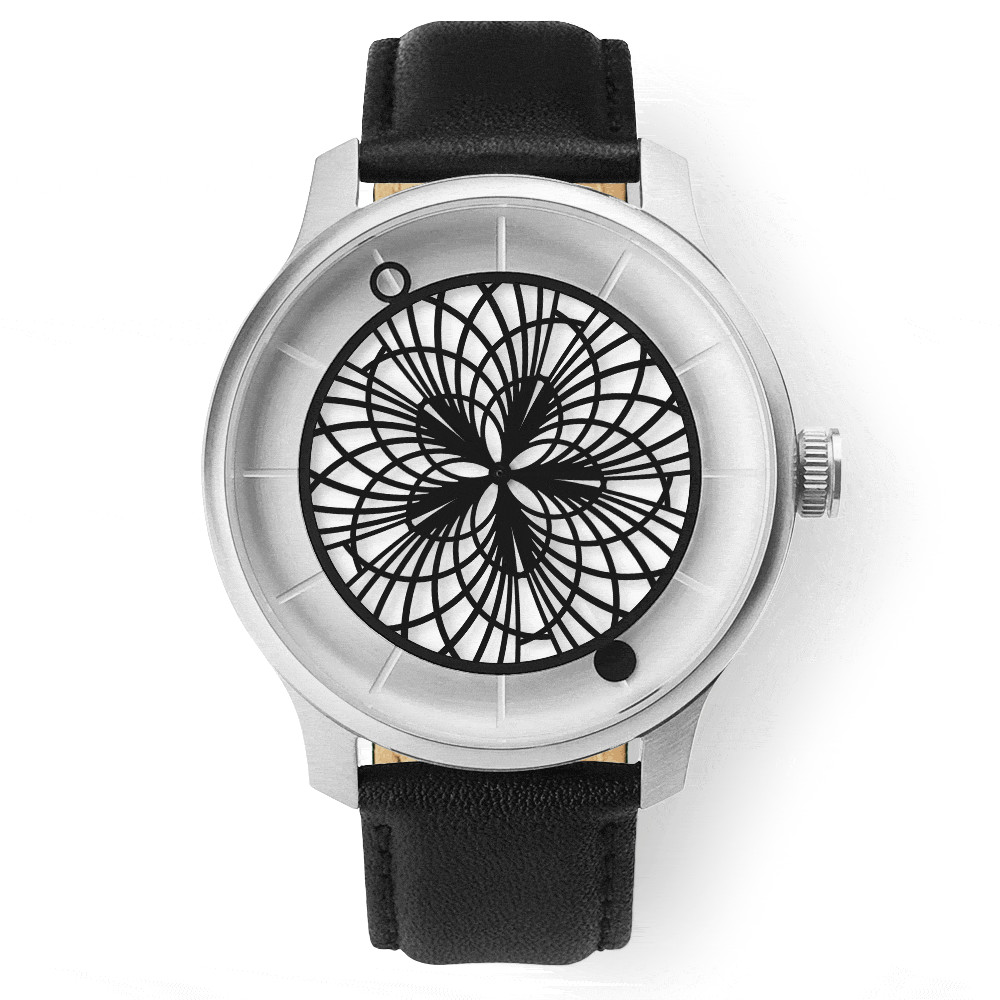 Humism Hwan Automatic Steel Sapphire White Black Leather 3D Unisex Watch