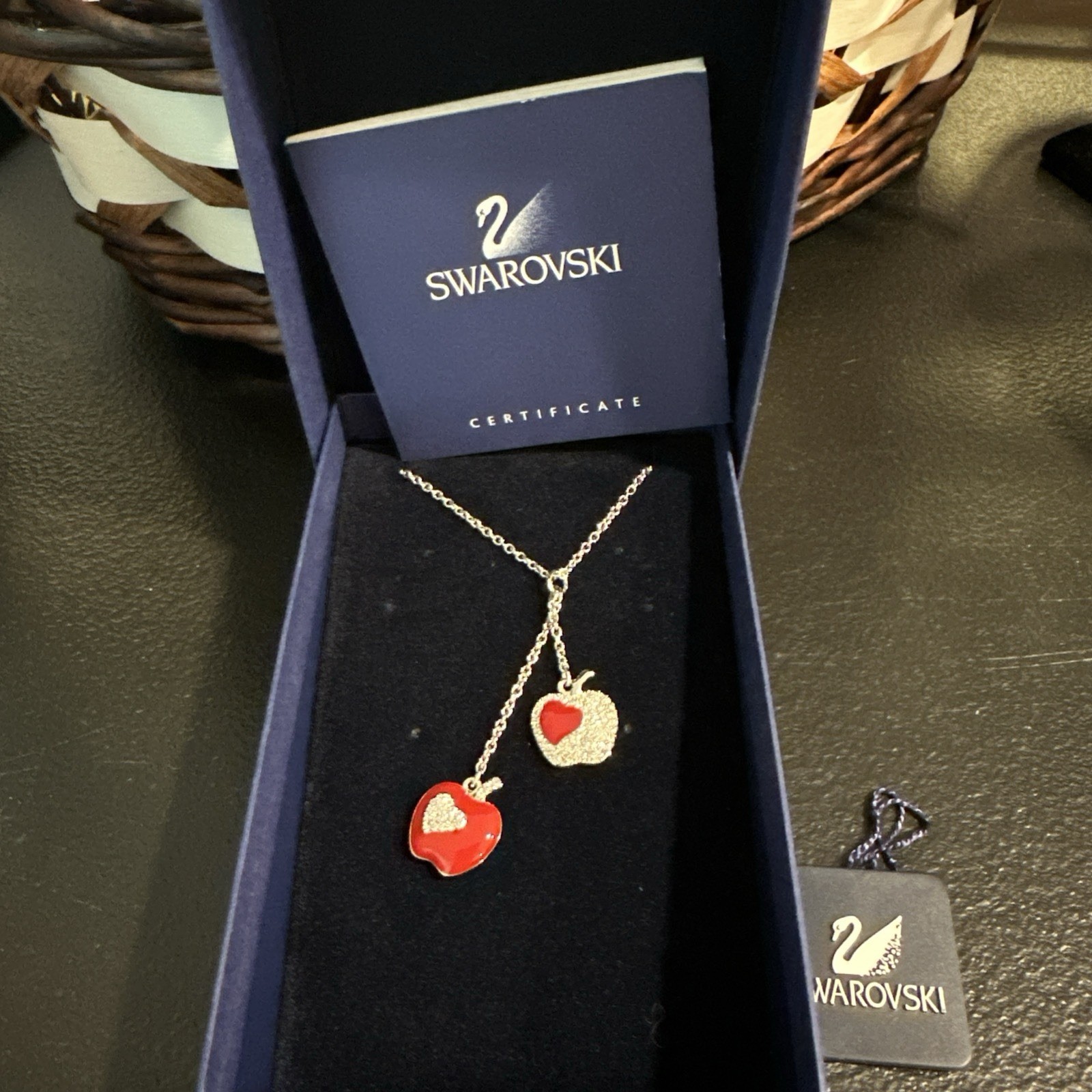 Swarovski Red Double Apple Pendant Crystal RARE
