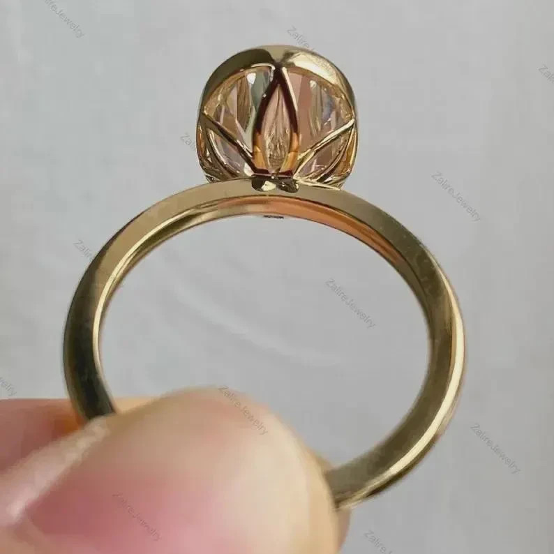 IGI 3 Ct Oval F-VS1 Lab Grown Diamond Women Engagement Ring 14K Yellow Gold