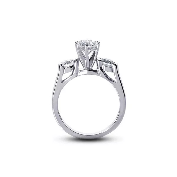 3-Stone Engagement Ring 14K Gold Classic 0.93 CT Round Lab-Grown Diamond E SI1