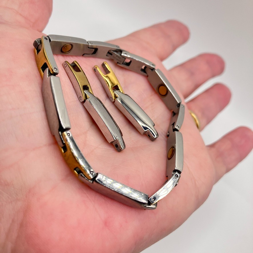 Stainless steel bracelet metal slim 18 to 24 cm with magnets for health therapy