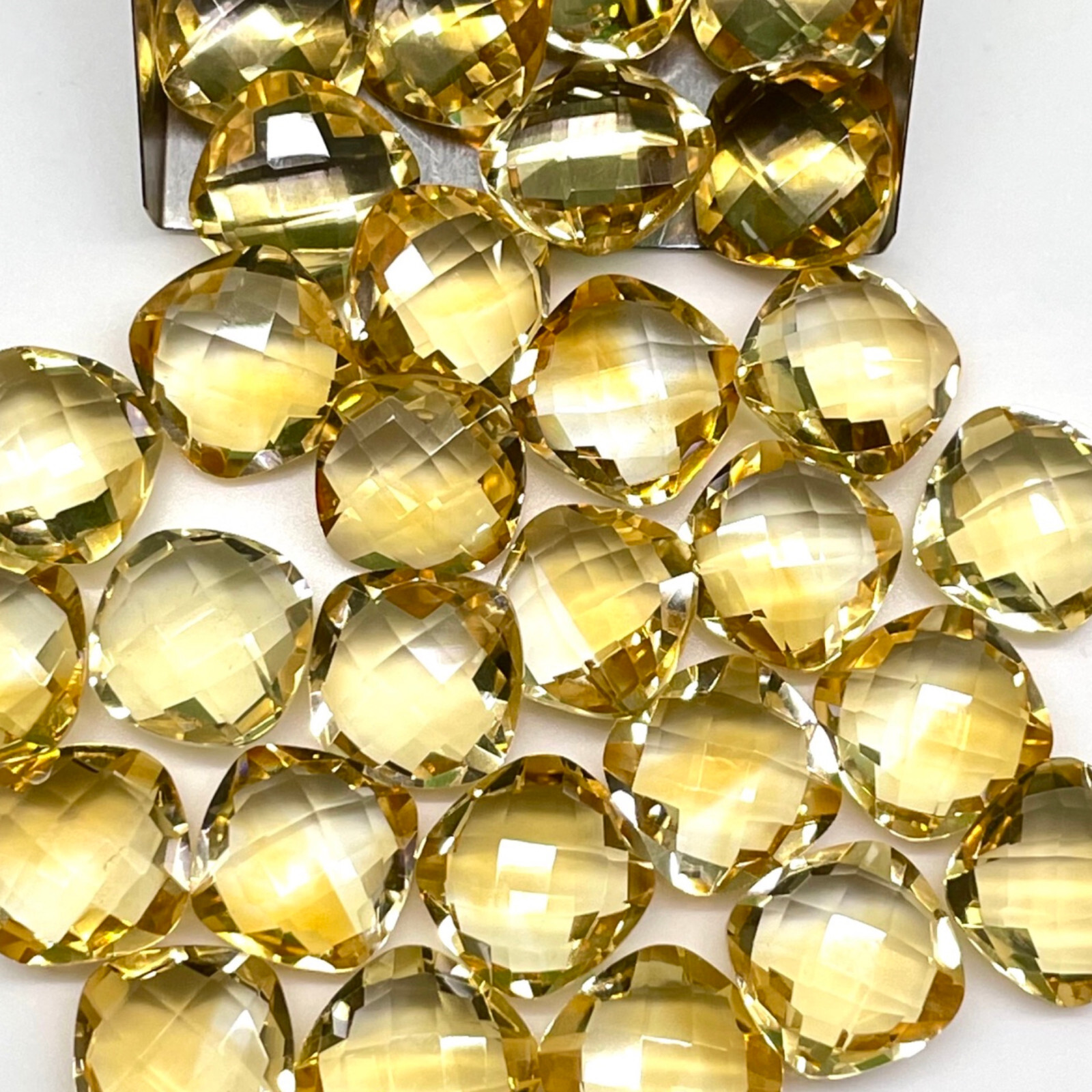 VVS 7 Pcs Natural Citrine 10mm Cushion Checker Cut Loose Gemstones Lot