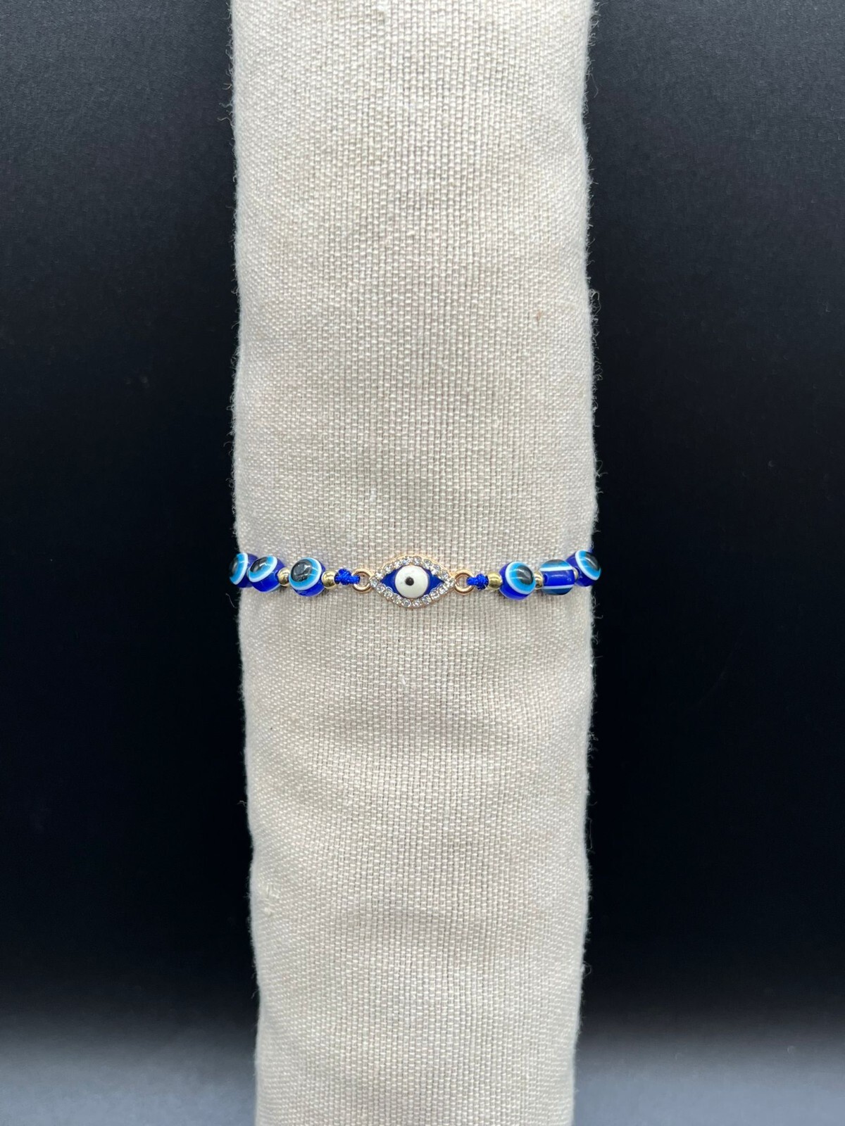Evil Eye Many Colors Bead Gold Tone Adjustable Bracelet