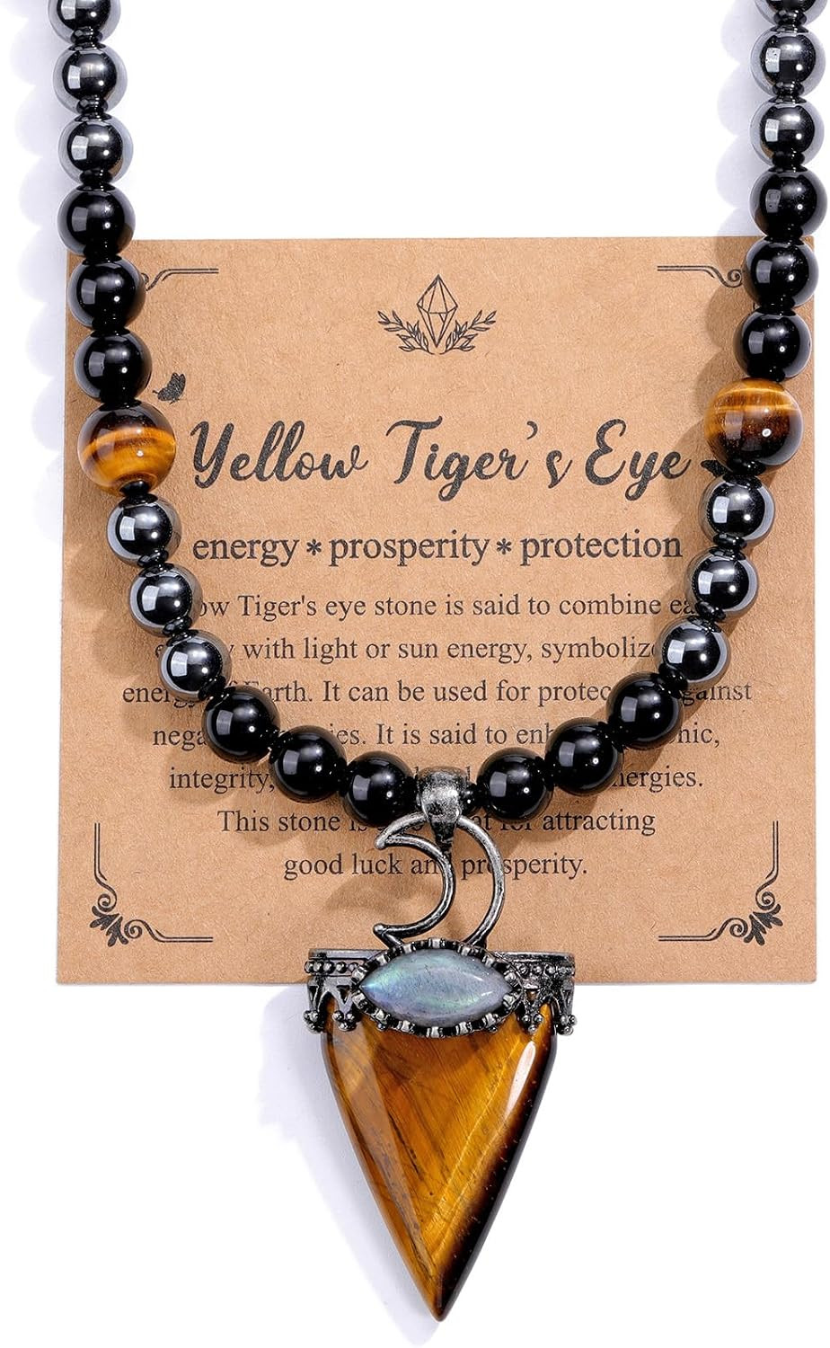 Mens Stone Beaded Necklace Natural Tiger Eye Obsidian Hematite Healing Crystal N