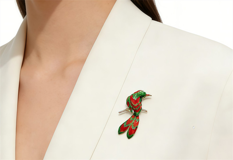 Enamel Colored Happy Bird Brooch, Enamel Colored Animal Brooch 7CMx4.8CM