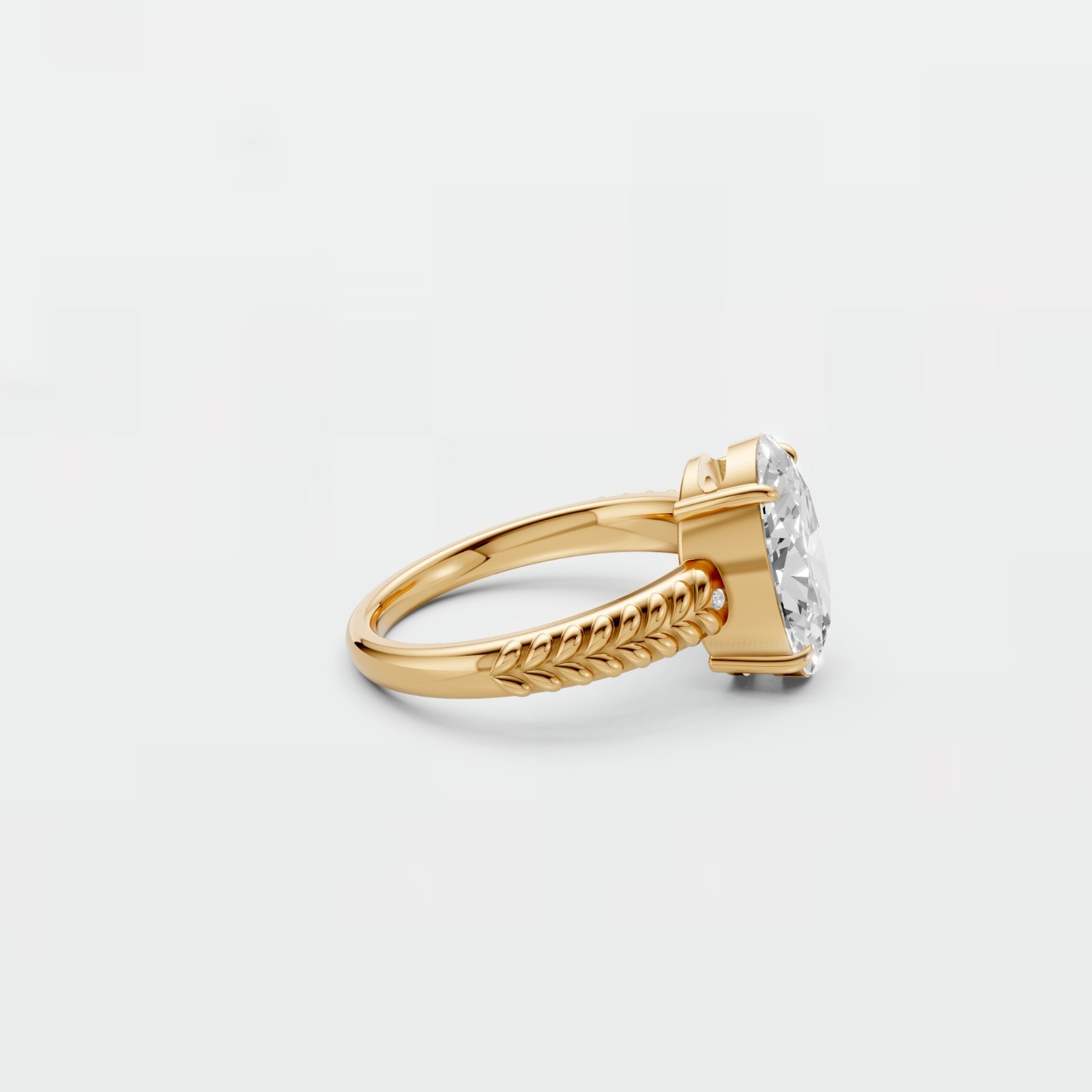 Three Stone Oval Lab Diamond Prong Set Solitaire Engagement Ring
