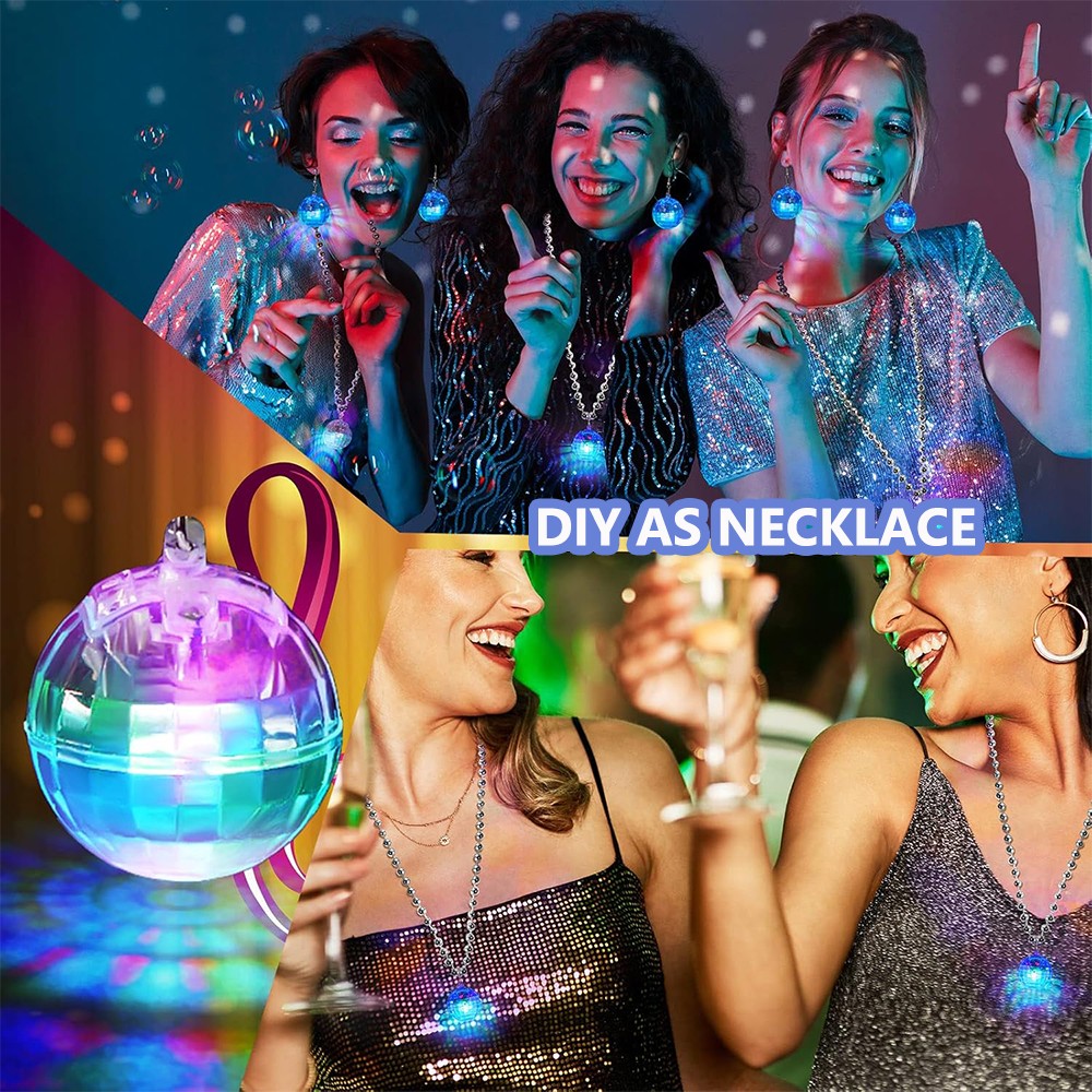 Disco Ball Earrings USB Rechargeable LED with 16 Light Modes for Party Gifts