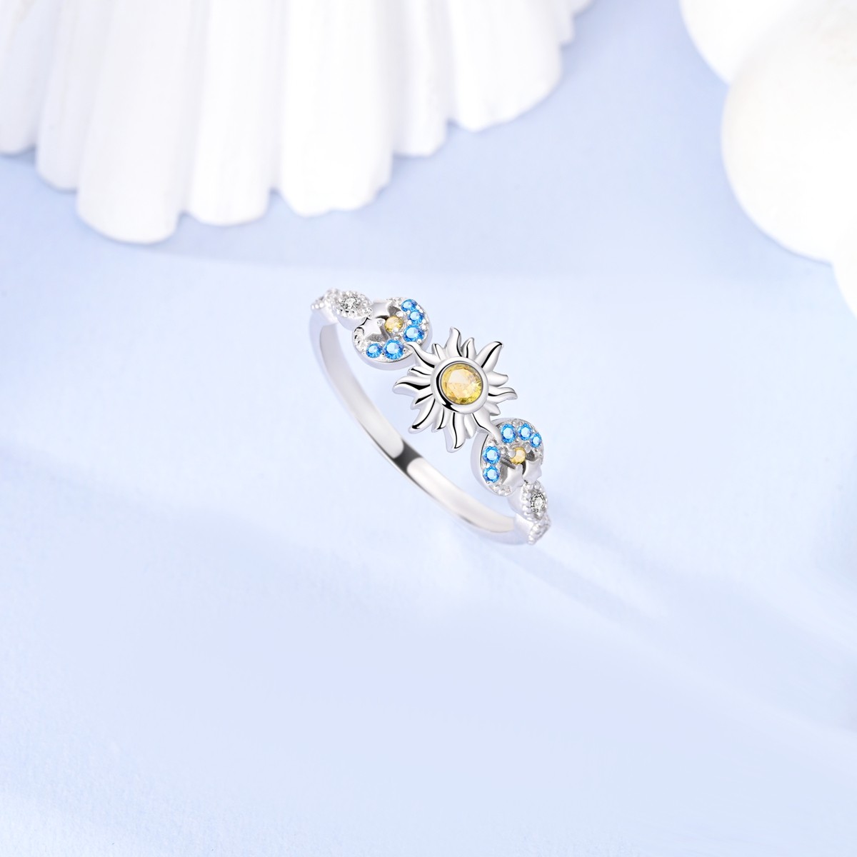 LAZA 925 Sterling Silver Finger Ring AAA CZ Sun Stars Moon Women Jewelry
