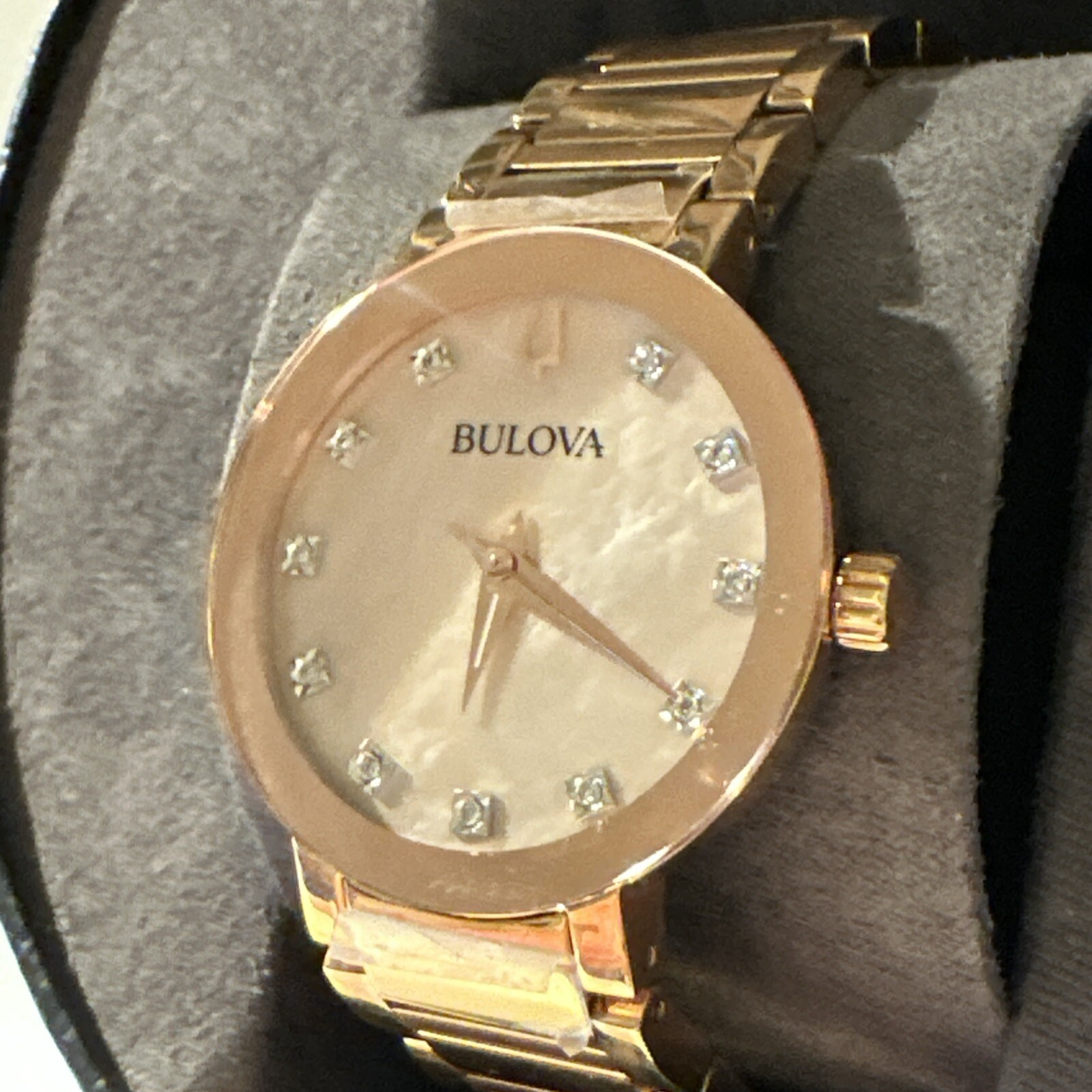 Bulova Women’s Diamond Accent Rose Gold Watch 30MM 97P132