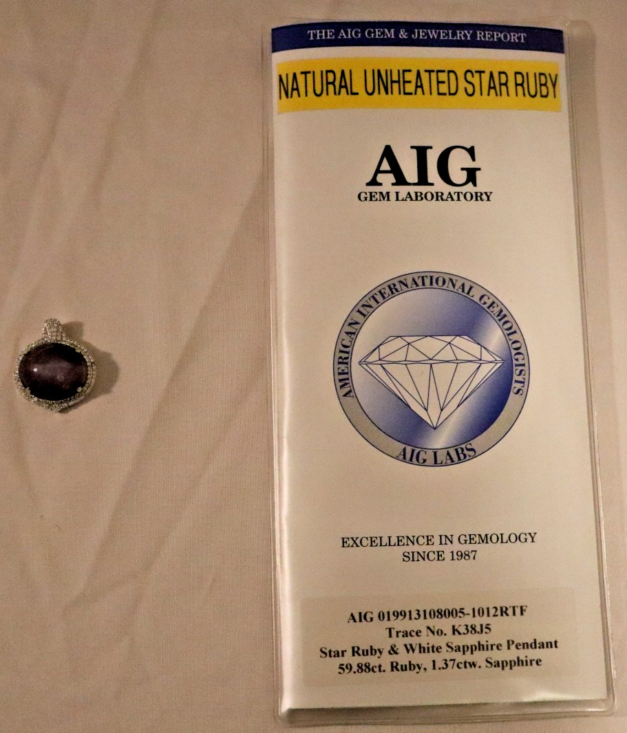 Natural Unheated Star Ruby With White Sapphire Pendant
