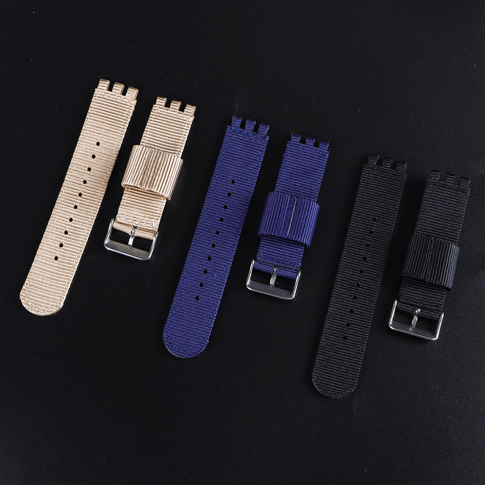 Premium Nylon Canvas Sports Watch Band Strap 17/19/20mm for Swatch Accessories