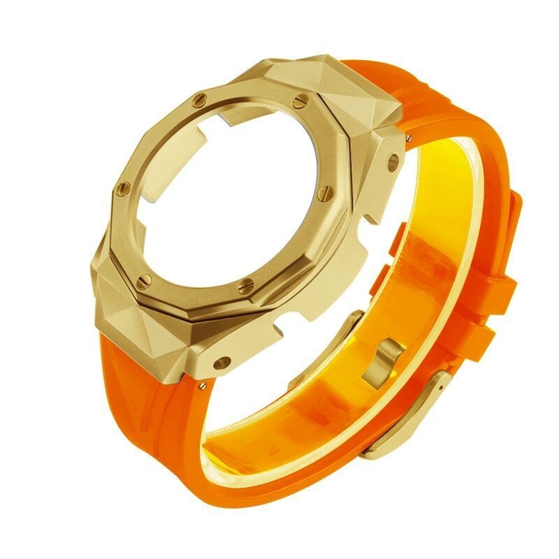 For G-Shock GA-2100 GA2110 CasiOak Mod Kit Steel Diamond Bezel Case Rubber Strap