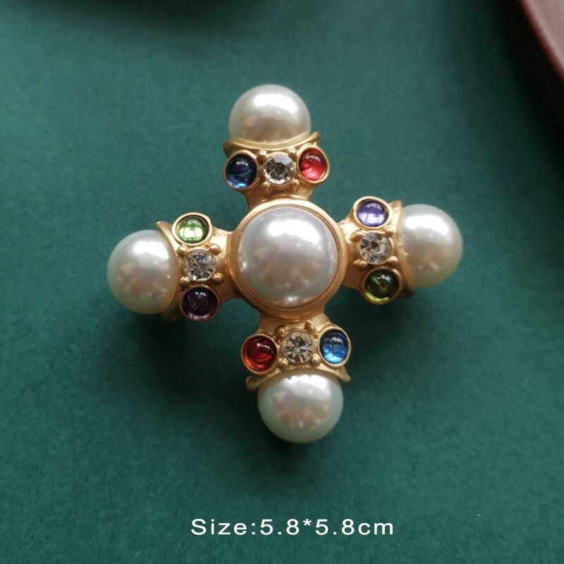 Vintage Enamel Brooch Pin Badge Pearl Color Glaze Corsage Accessories Brooches