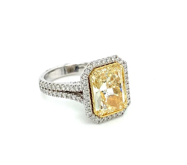 5.46CT Yellow & White Lab-Created Diamonds For Women Engagement Ring.